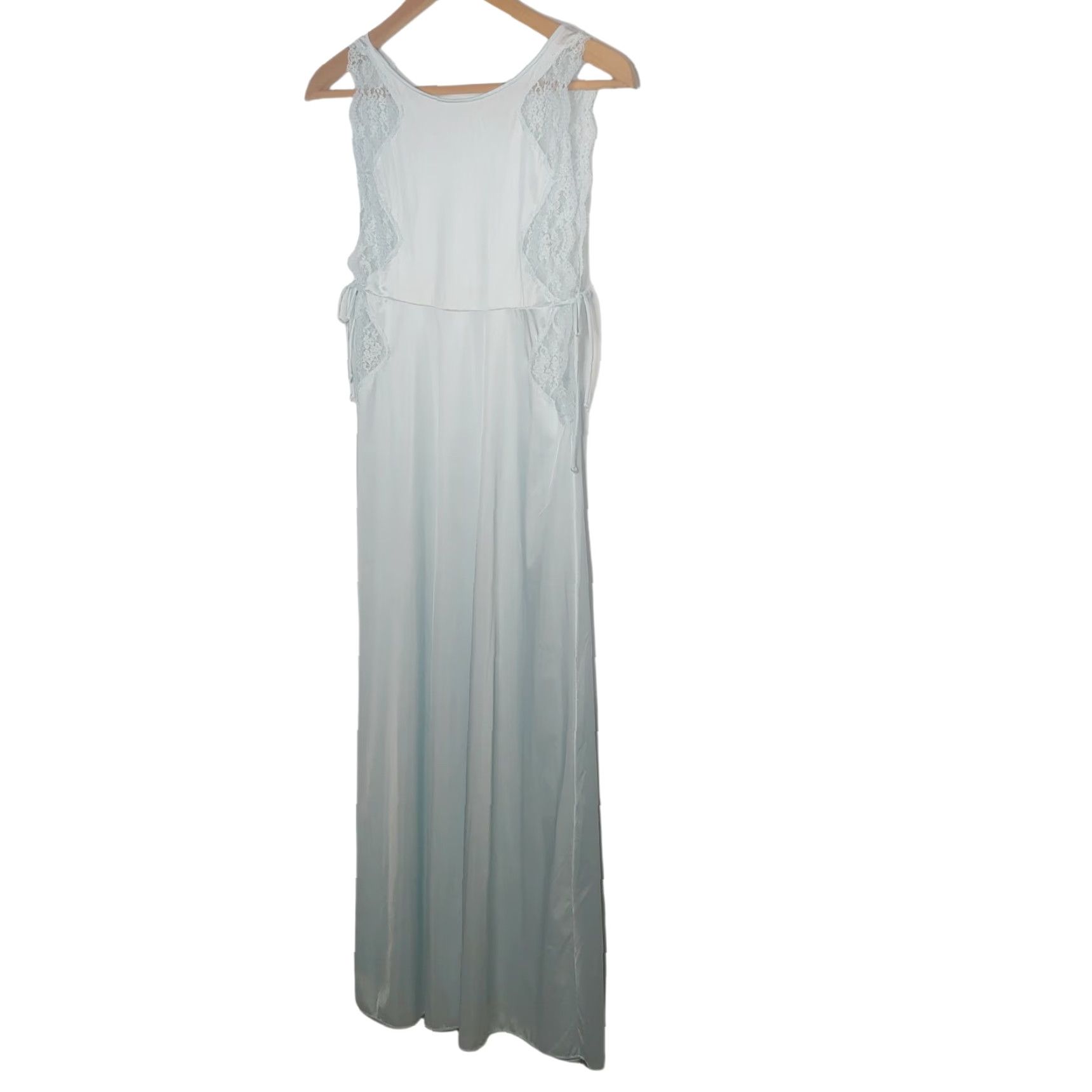 Vintage VINTAGE 1980s Women's Medium Nightgown Nylon Lace Sleeveless Blue Sexy Lounge Wear Size ONE SIZE - 3 Thumbnail