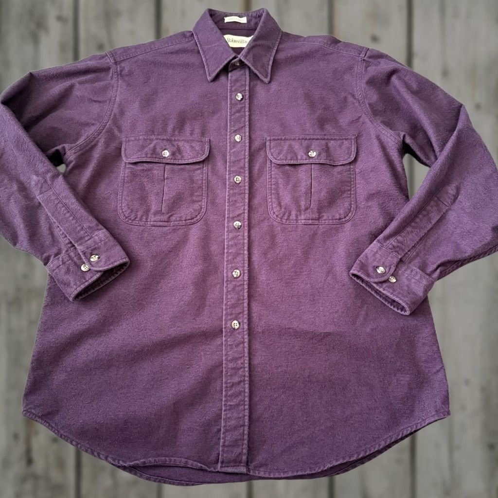 Vintage St Johns Bay Chamois Shirt Mens Large Purple Flannel Button Up Shacket Outdoor Size US L / EU 52-54 / 3 - 1 Thumbnail