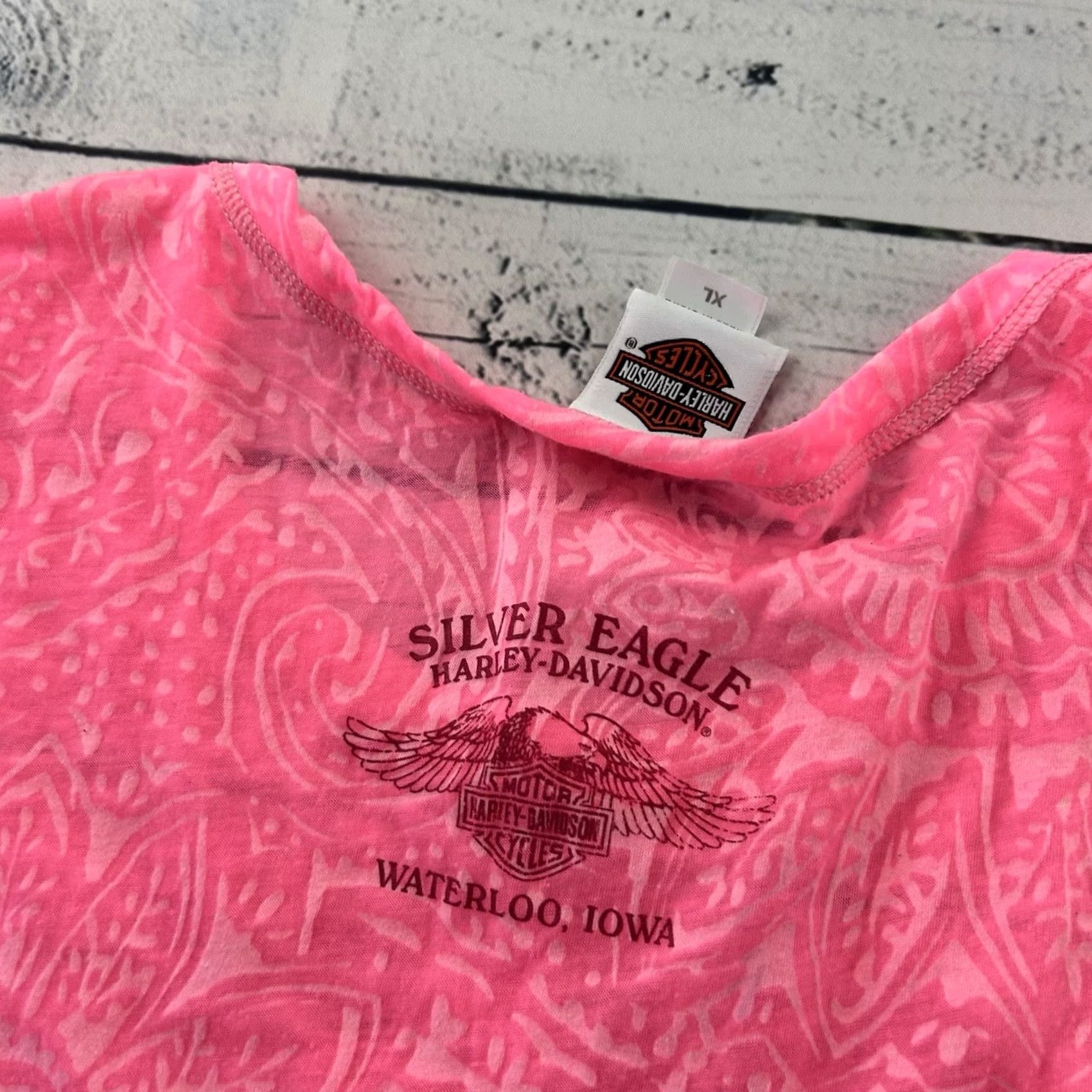 Harley Davidson Harley-Davidson Pink T-Shirt Women's XL Short Sleeve Silver Eagle Iowa Burnout Shirt Womens XL Pink T Shirt Harley-Davidson Shirt Size XL / US 12-14 / IT 48-50 - 5 Thumbnail