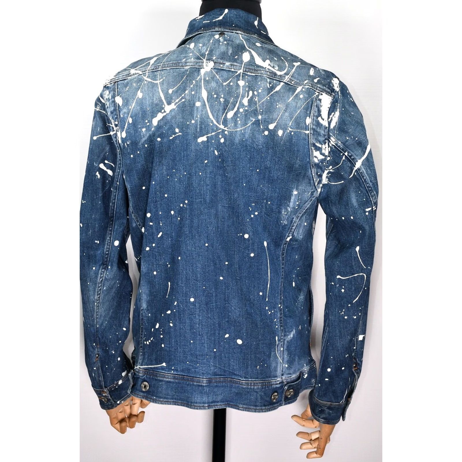 G-Star G-Star Raw Wolker 3D Slim Extreme Painted Denim Men's Jacket M Blue Painted Denim Jacket Mens 90s (no) Size US M / EU 48-50 / 2 - 2 Thumbnail