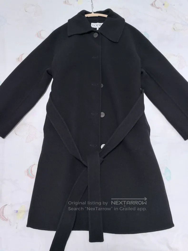 Loewe Loewe Black woolen overcoat with logo on the cuff Size XS / US 0-2 / IT 36-38 - 1 Thumbnail