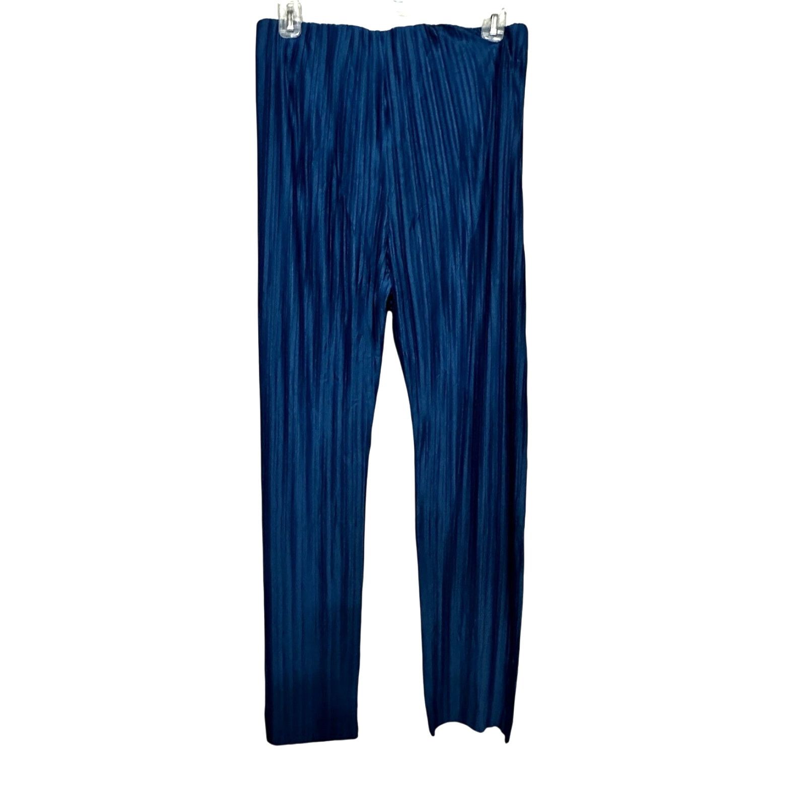Calvin Klein Calvin Klein Wide Leg Pants Pull On Pleated Texture Blue S Size 29" - 5 Thumbnail