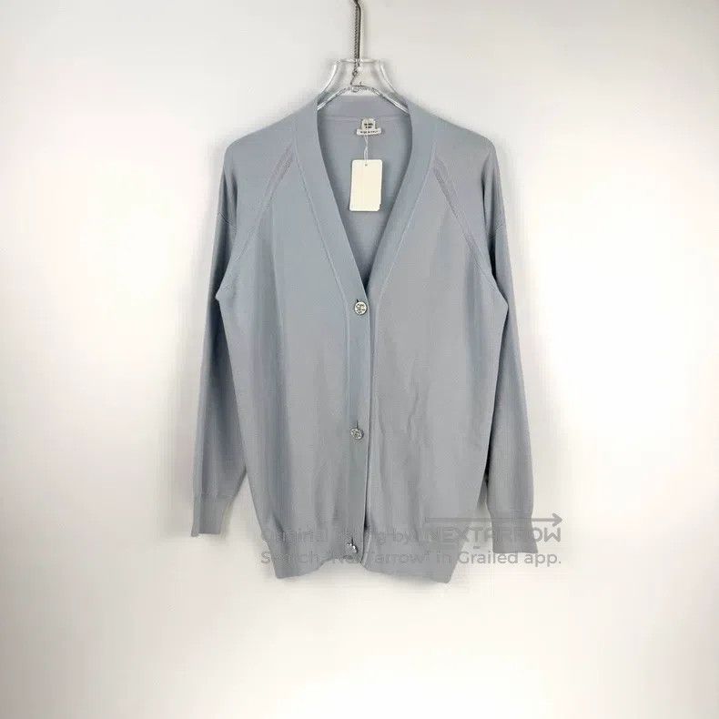Hermes Hermes Light blue silk and cashmere cardigan Size XXS / US 00 / IT 34 - 3 Thumbnail
