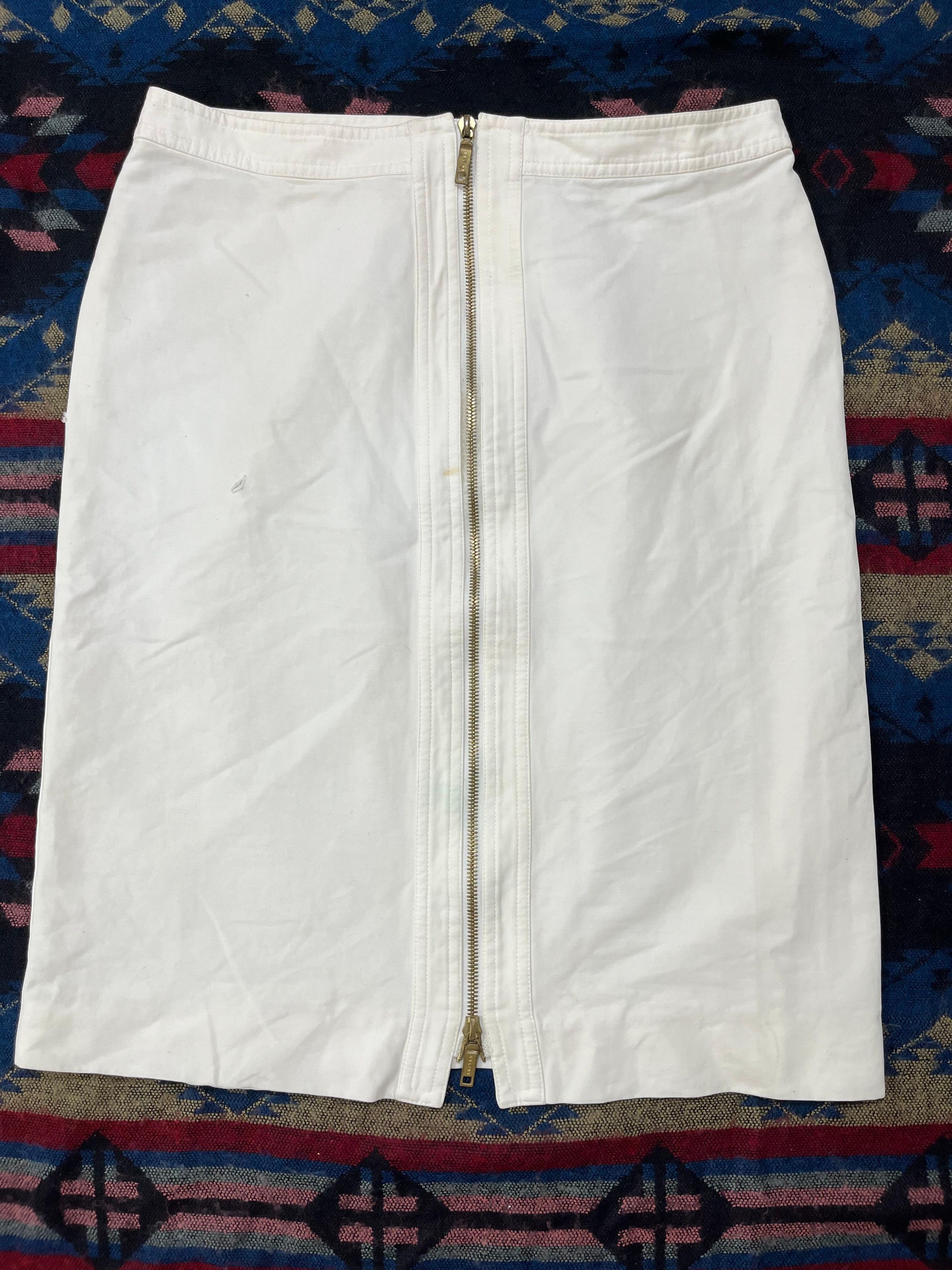 Celine Vintage Celine Double Zipper White Midi Skirt Size 31" - 1 Thumbnail