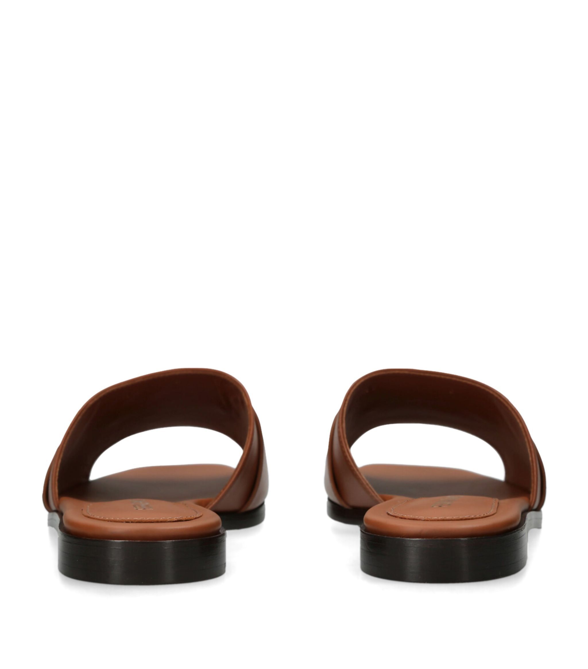 Salvatore Ferragamo o1s1rm0724 Leather Priscilla Slides in Brown Size US 7.5 / IT 37.5 - 2 Thumbnail