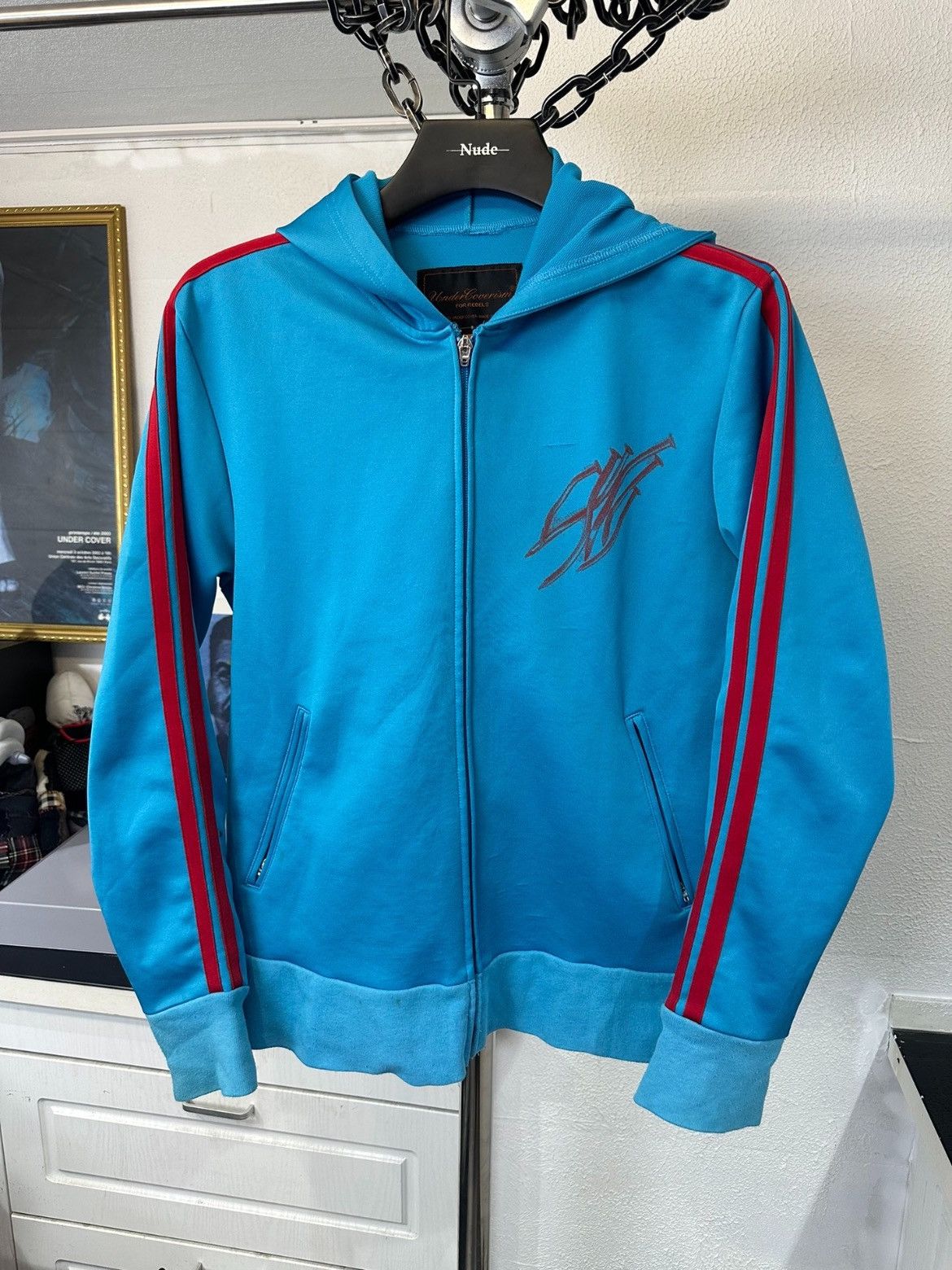 image of Undercover 05Ss But Beautiful Zip Up Brain Hoodie in Blue, Men's (Size Medium)