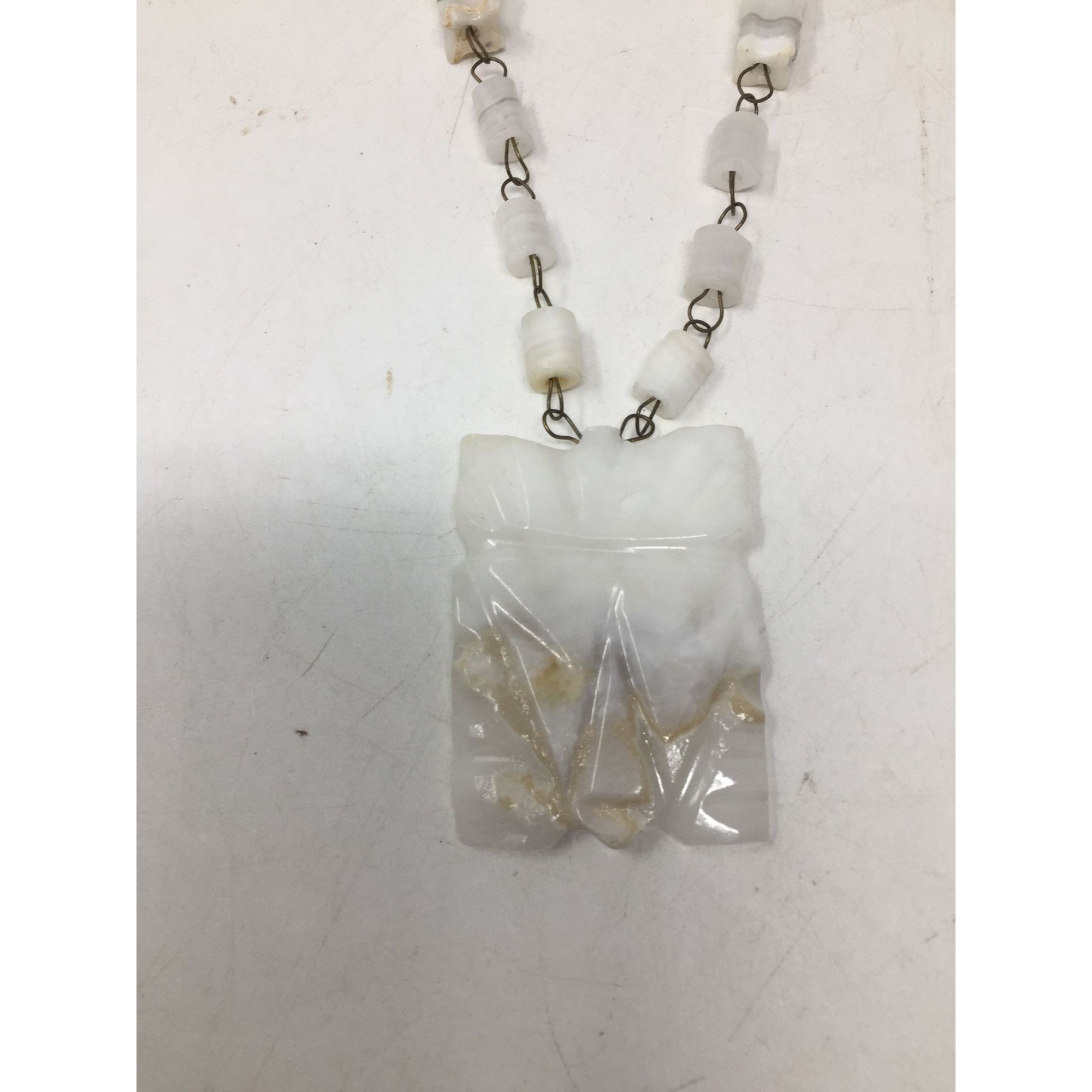 Other Vintage Handmade Carved White Aztec Tribal Necklace Size ONE SIZE - 2 Thumbnail