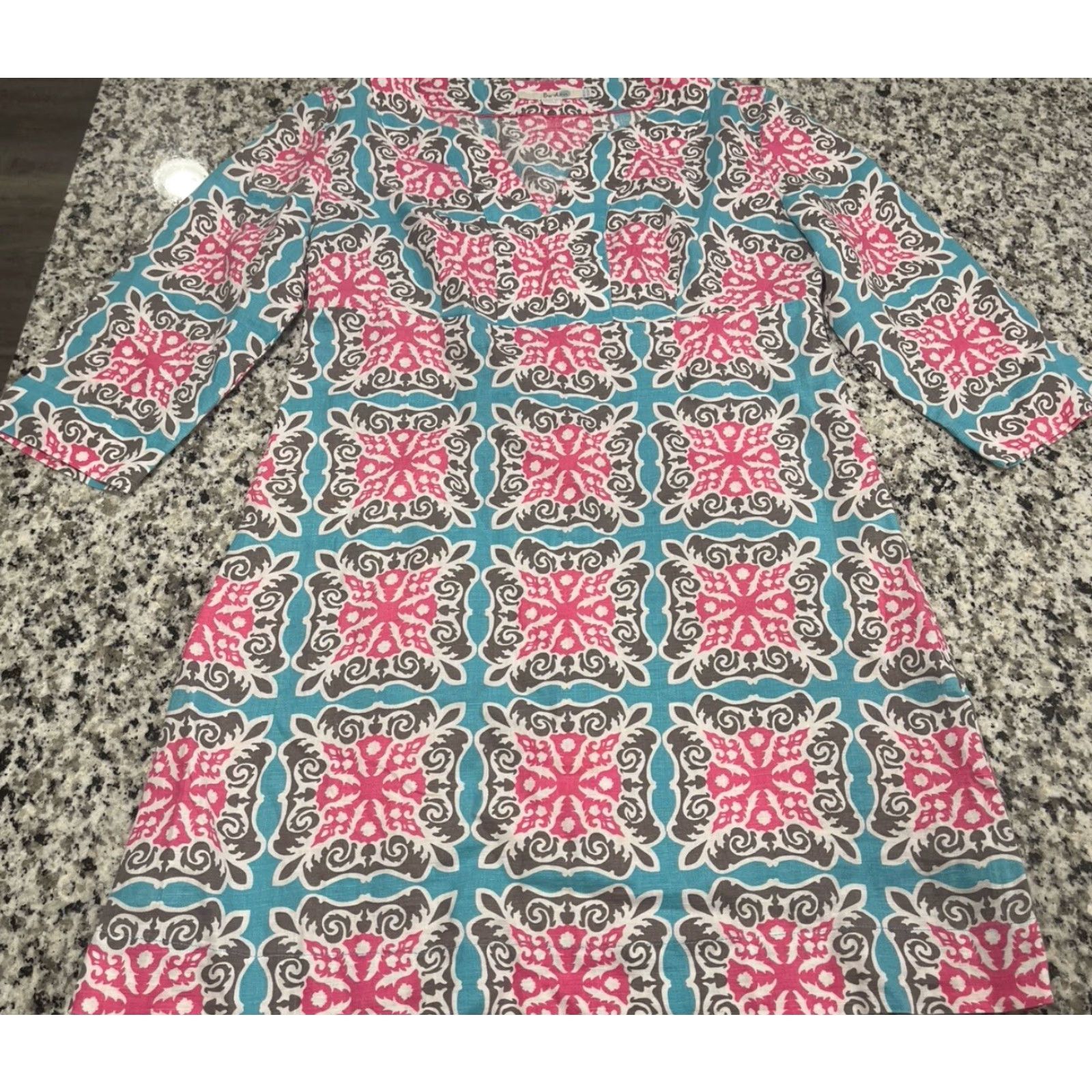 Boden Boden Kate Dress Mini Linen 100% Multicolor 8P Petite Women Blue Pink White Lattice US Size 8P Size M / US 6-8 / IT 42-44 - 5 Thumbnail