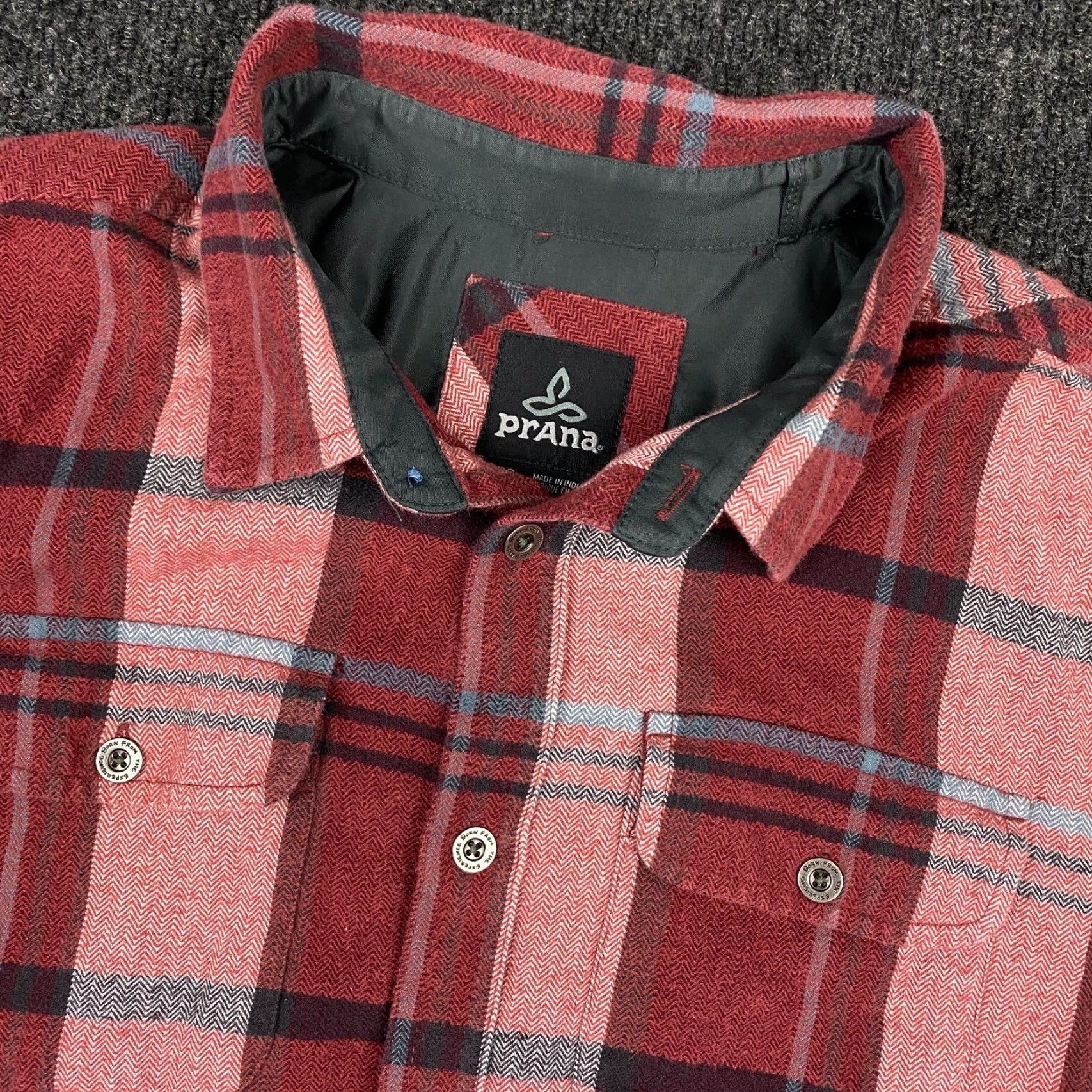 Prana VINTAGE prAna Shirt Plaid Flannel Button-Up Red L Large Collared Heavy Outdoor Mens Size US L / EU 52-54 / 3 - 2 Thumbnail