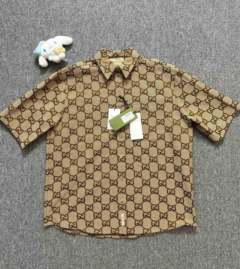 Gucci Gucci Brown GG Monogram Print Shirt-2506 Size US M / EU 48-50 / 2 - 1 Thumbnail