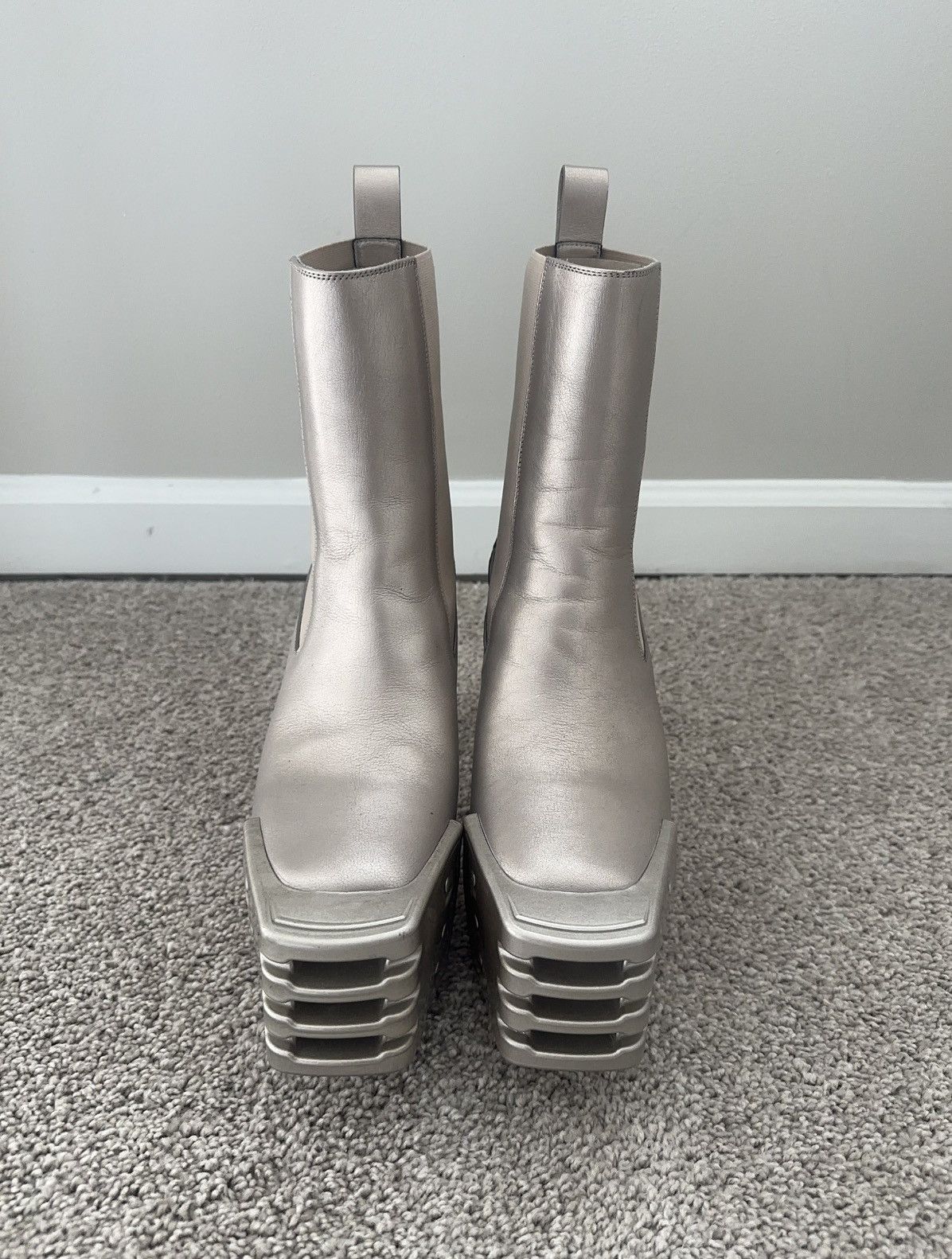 Rick Owens Rick Owens Silver Grilled Platform Boots | Grailed
