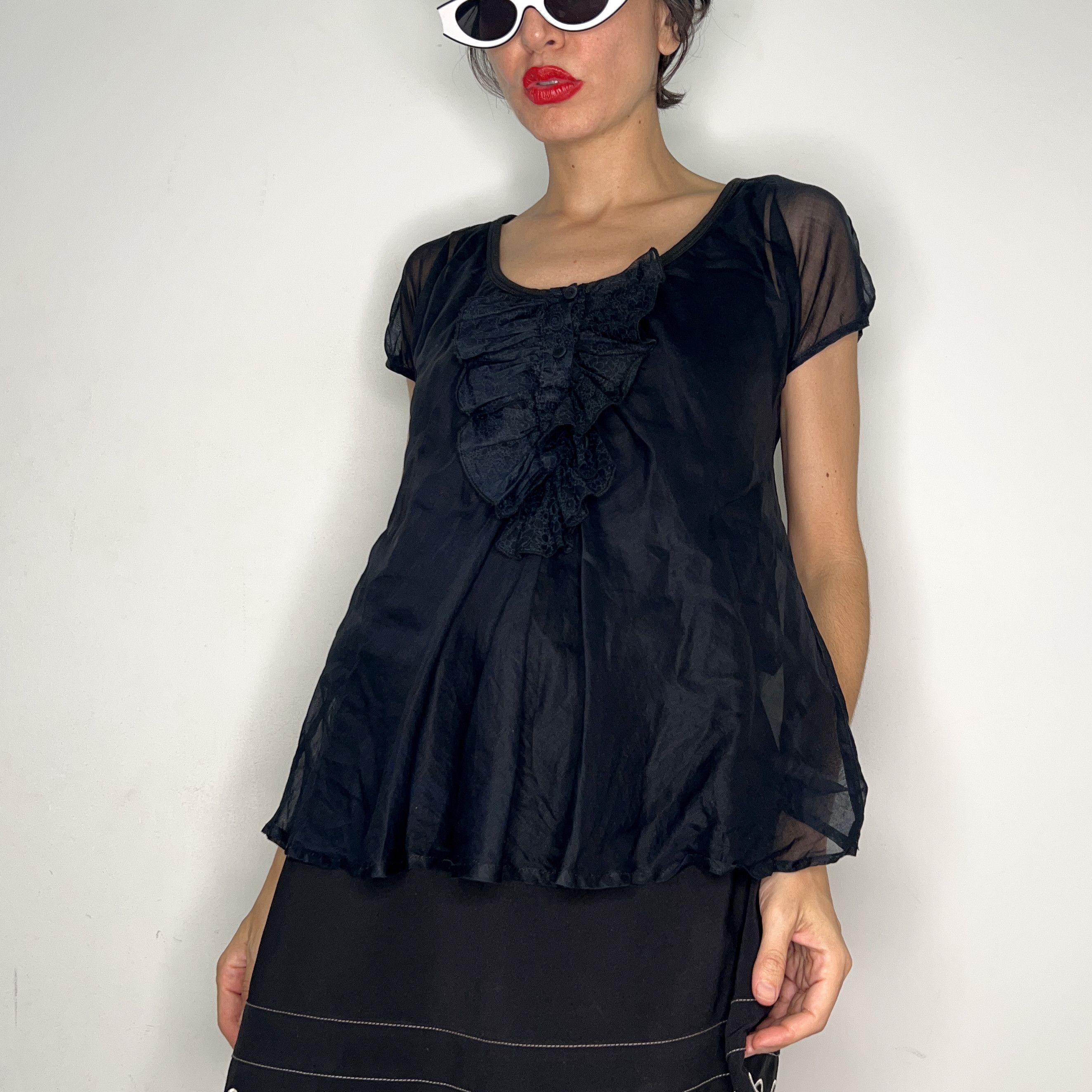 See by Chloe See by Chloe black cotton silk blouse top Size M / US 6-8 / IT 42-44 - 2 Thumbnail