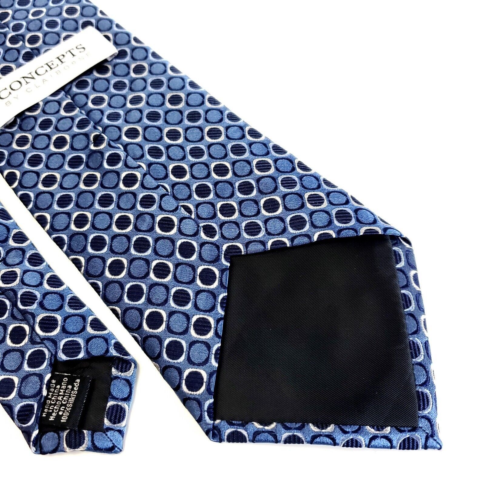 Liz Claiborne Concepts Claiborne Blue Geometric Woven Silk Tie Size ONE SIZE - 4 Thumbnail