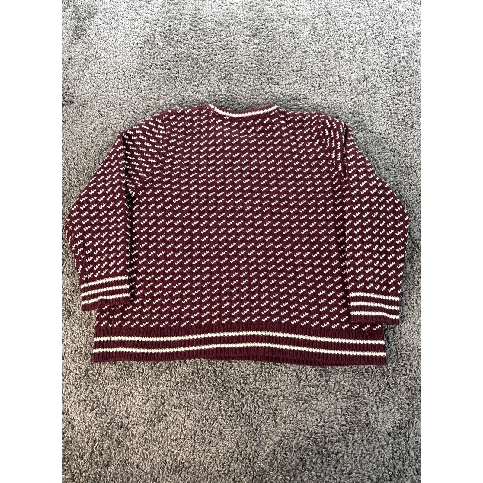 Vintage LL Bean Women's Sweater 2X Plus Wool Crewneck Red Knit Raglan Sleeve Traditional Geometric 100% Wool Classic Fit Pullover VINTAGE: No Size XXL / US 16-18 / IT 52-54 - 6 Thumbnail