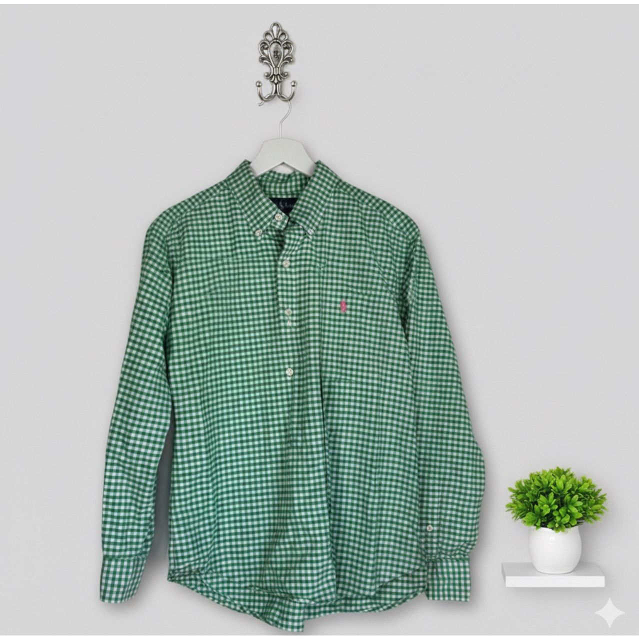 Ralph Lauren Ralph Lauren Men’s XL Green White Gingham Classic Fit Shirt Size US XL / EU 56 / 4 - 1 Thumbnail