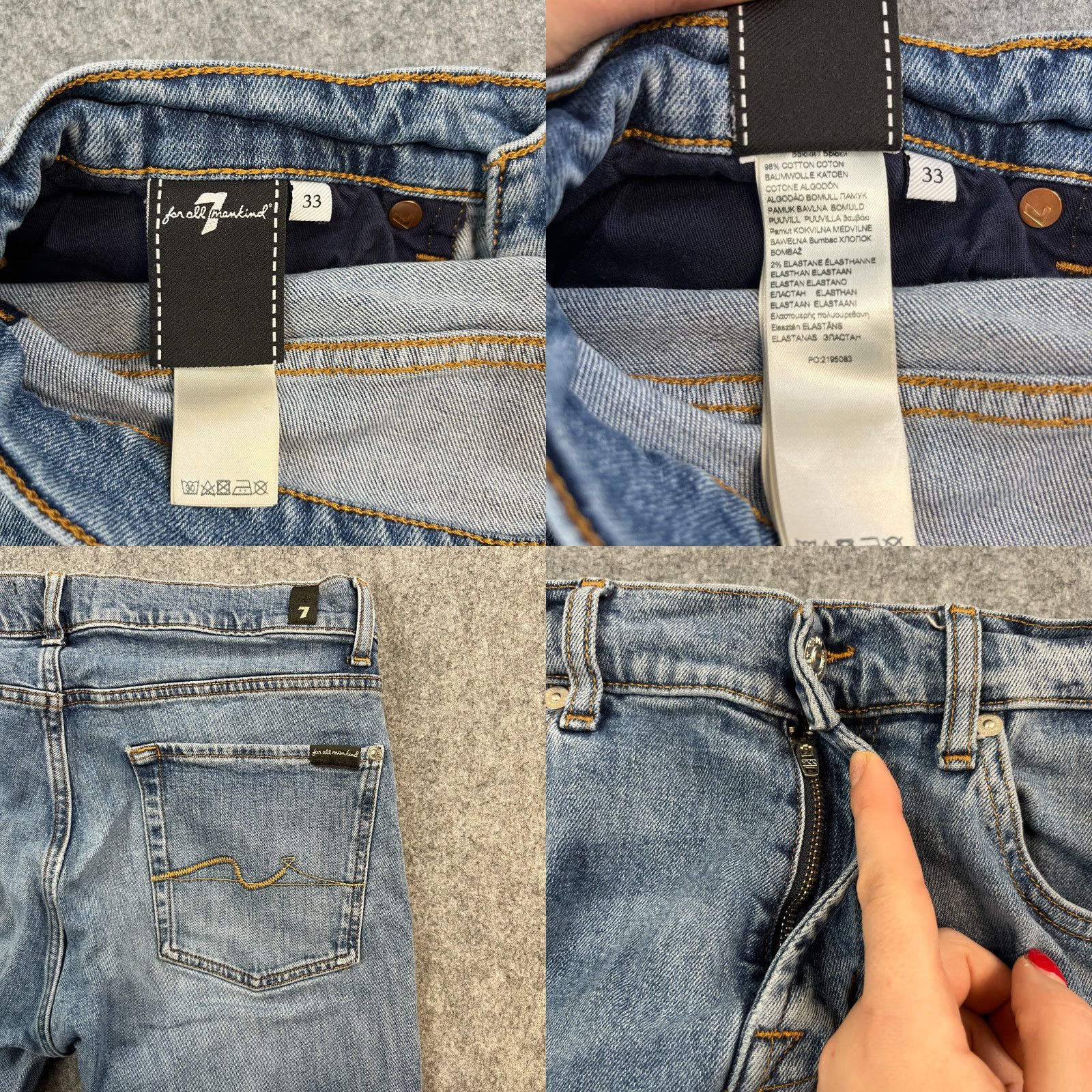 7 For All Mankind 7 For All Mankind Slimmy Jeans Slim Tapered 33 32 Light Blue Denim Stretch Jeans Mens Size US 33 - 8 Thumbnail