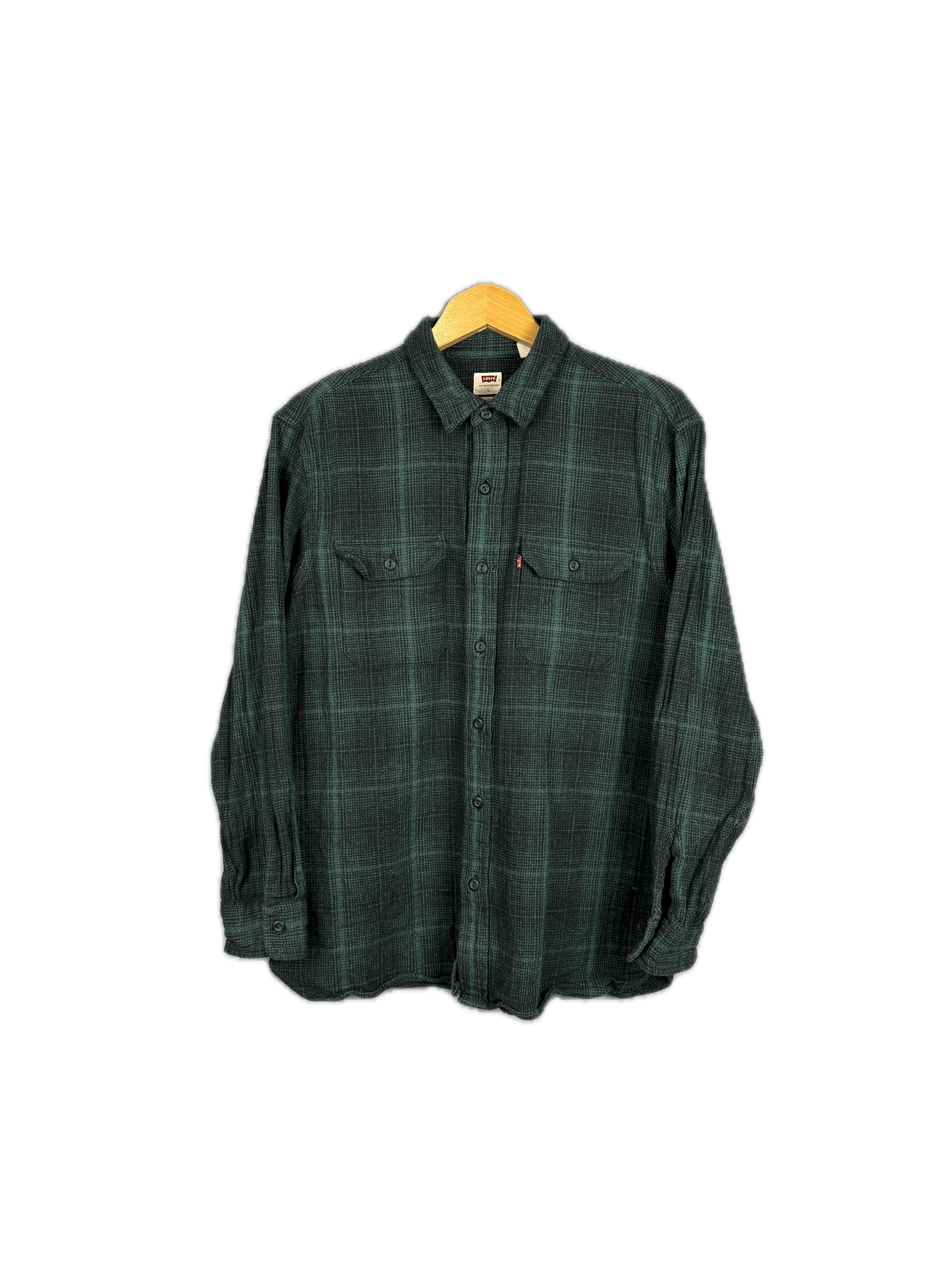 Flannel × Levi's Levi's Shirt Check Long Sleve Black Green Relaxed Fit Size US L / EU 52-54 / 3 - 1 Thumbnail