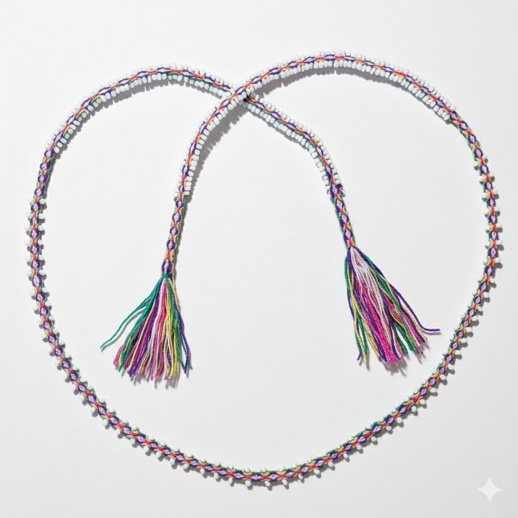 Handmade Lariat 40" Necklace Bracelet Rainbow Woven White Beaded Size ONE SIZE - 10 Thumbnail