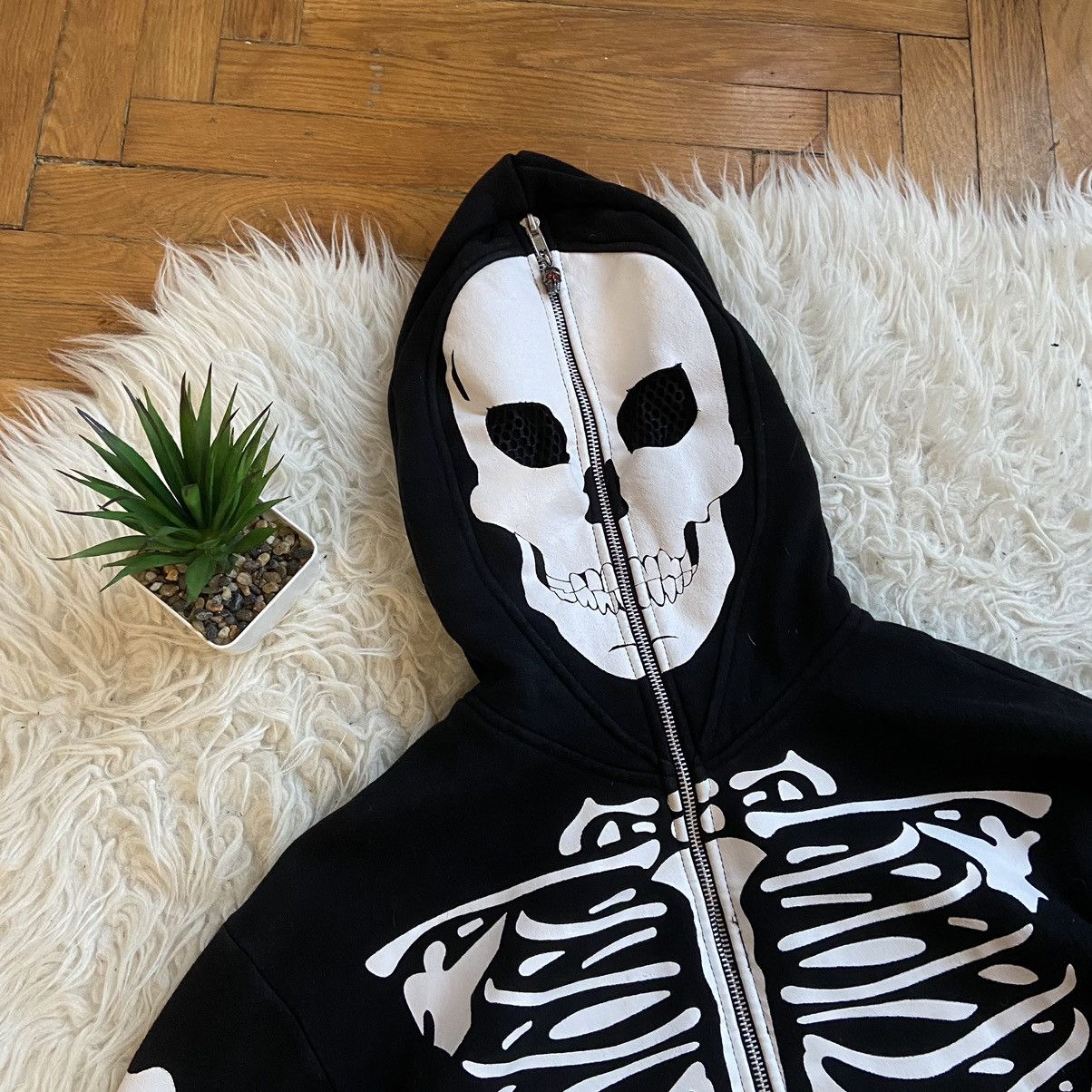 Japanese Brand 📌 Vintage Living Dead Souls Skeleton Full Zip Hoodie Size US XL / EU 56 / 4 - 3 Thumbnail