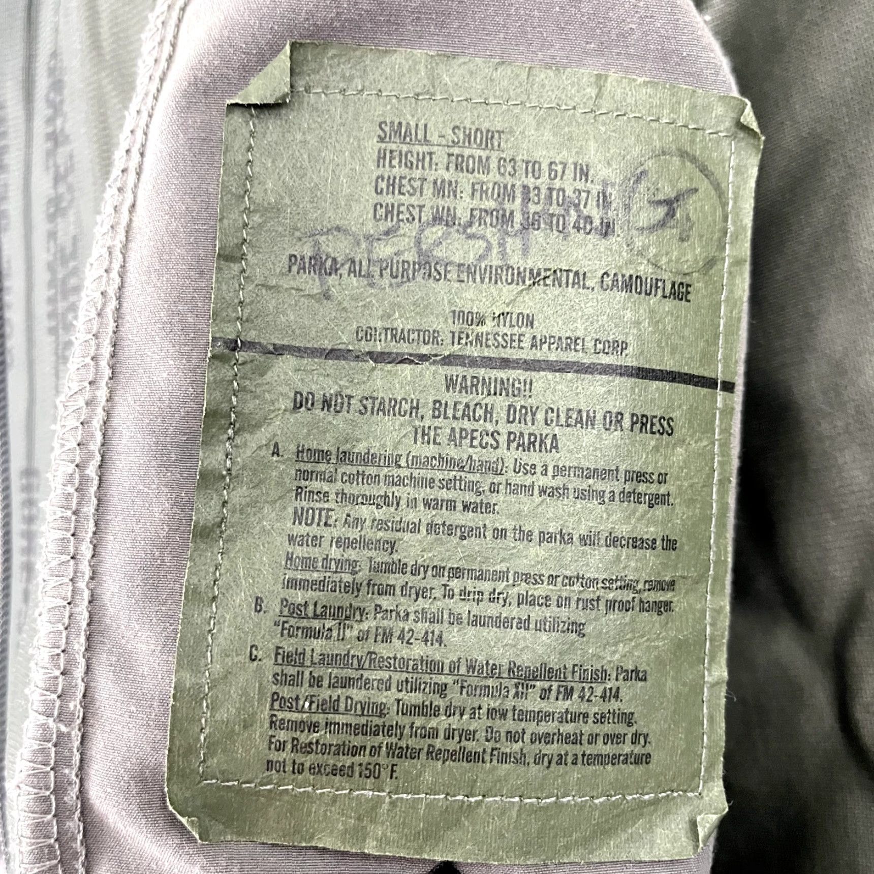 Vintage Military Gore-Tex Environmental Camo All Purpose Parka Jacket Mens Small Short Size US 29 - 3 Thumbnail