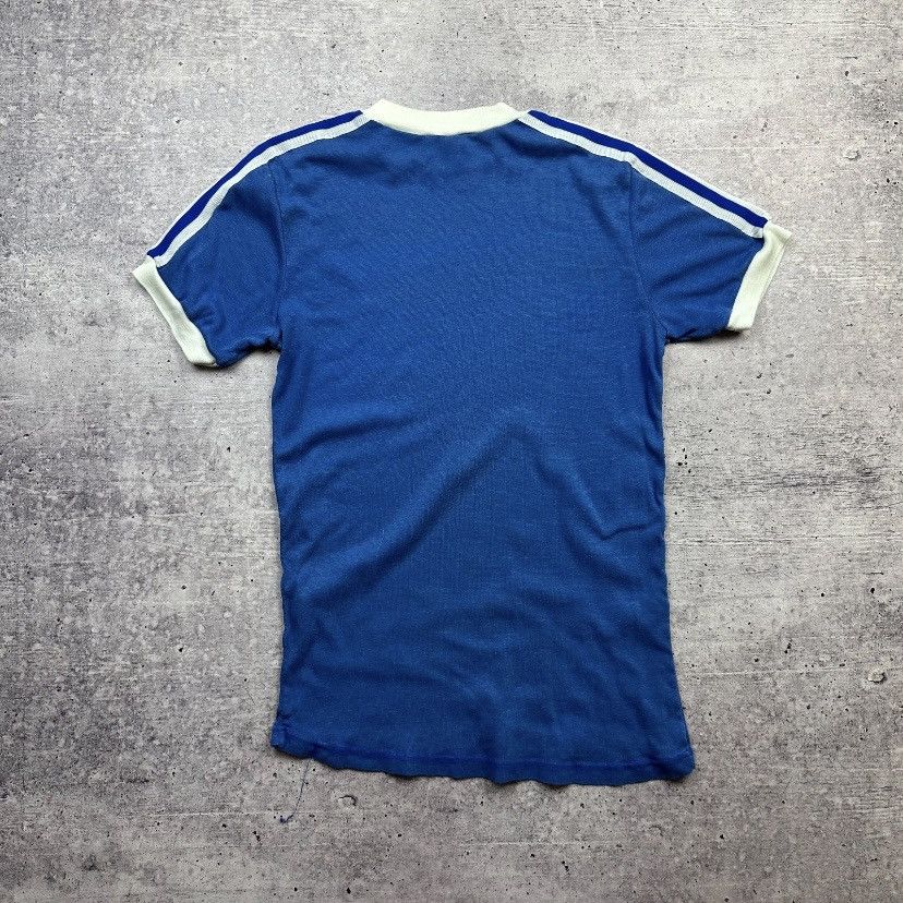 Adidas Vintage 1970s Adidas Trefoil Three‑Stripe Ringer Tee Size US L / EU 52-54 / 3 - 4 Thumbnail