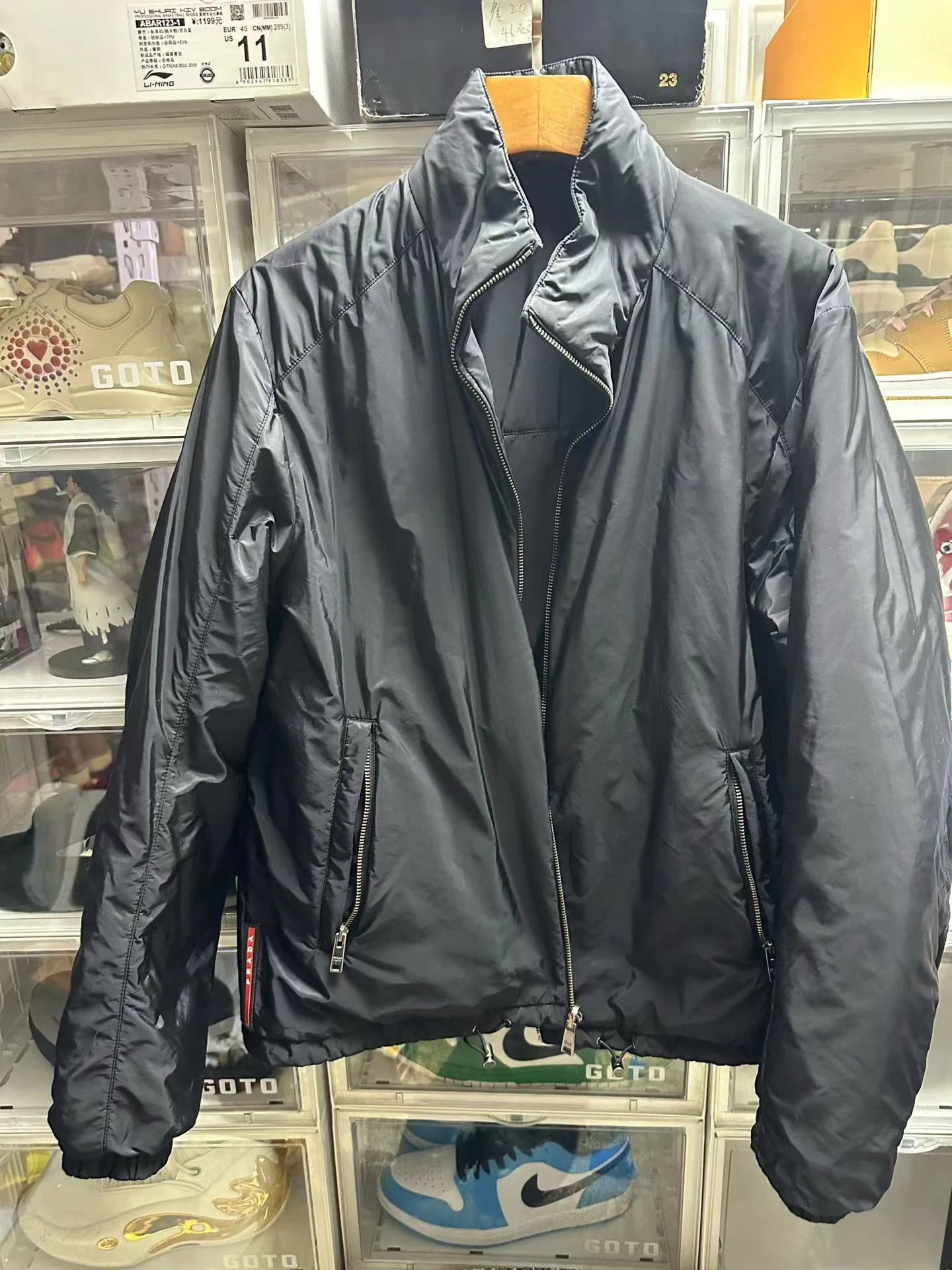 Prada Black High Collar Zip Front Light Jacket L Size US L / EU 52-54 / 3 - 1 Thumbnail