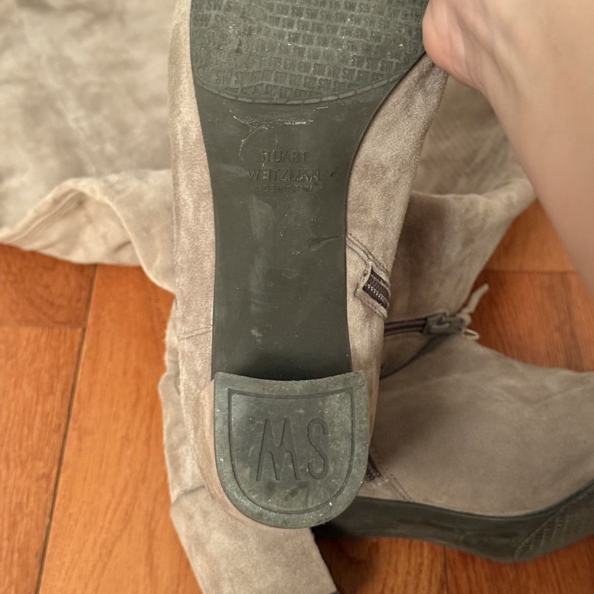 Stuart Weitzman Stuart Weitzman Grey Suede Thigh High Boots - Size 8M Size US 8 / IT 38 - 8 Thumbnail