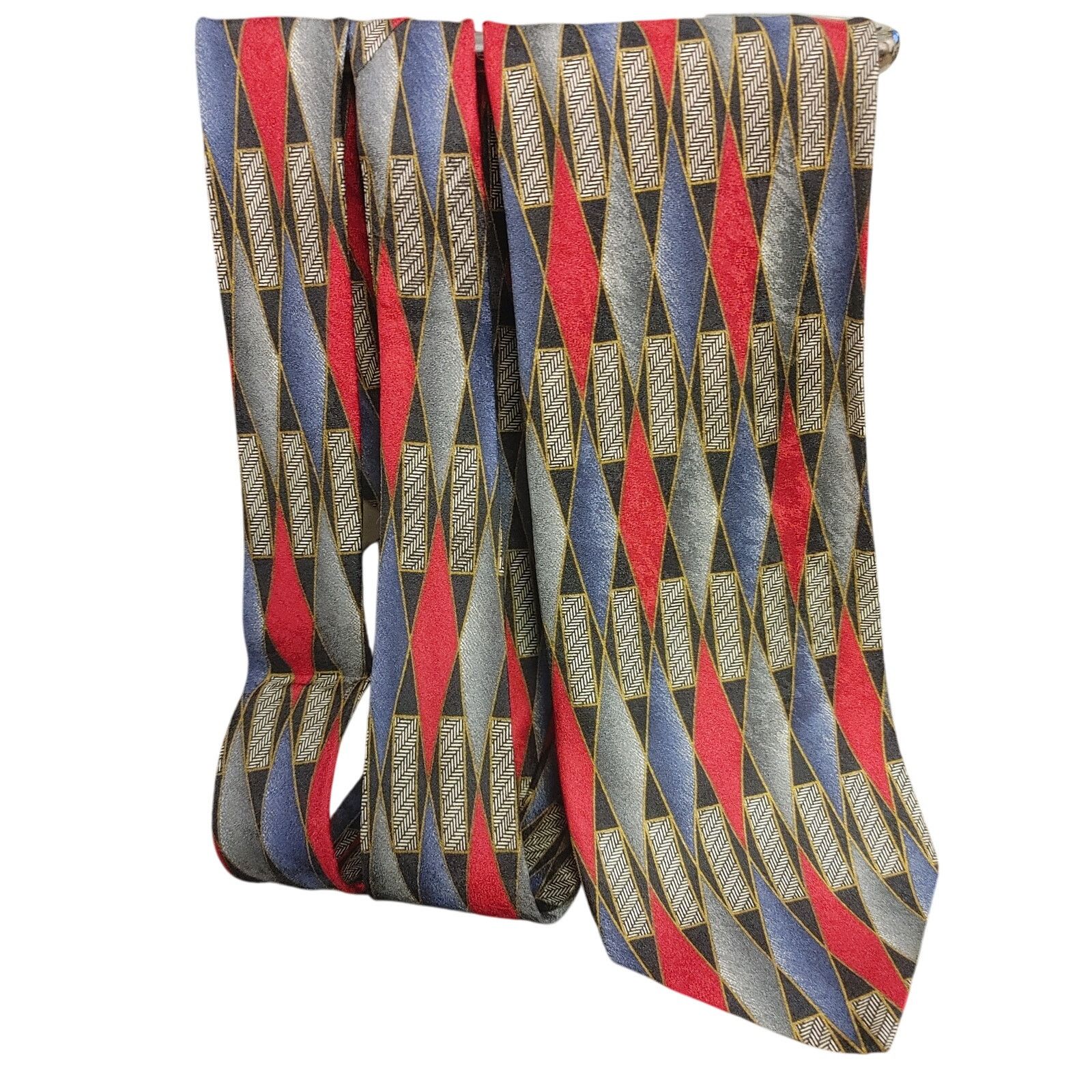 Other Stefano Emrici Handmade Silk OS Gold/Red/Blue Abstract Tie Size ONE SIZE - 1 Thumbnail