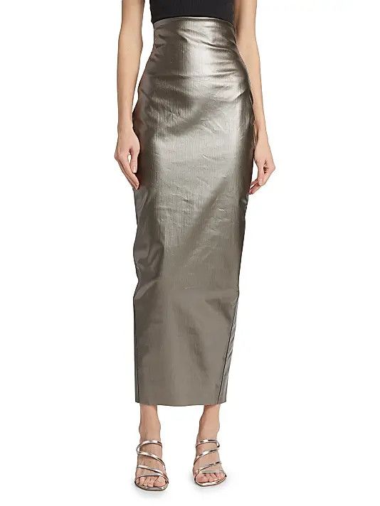 Rick Owens o1y0126 Denim Maxi Skirt in Silver Size 26" / US 2 / IT 38 - 2 Thumbnail