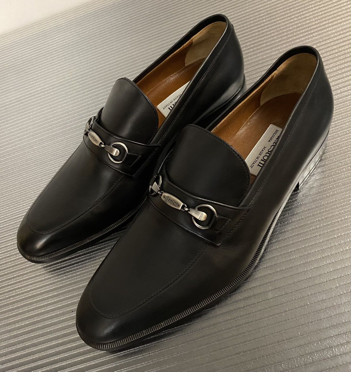 Testoni a.testoni 🇮🇹 black calf leather metal vamp moccasin 9 NEW Size US 9 / EU 42 - 1 Thumbnail