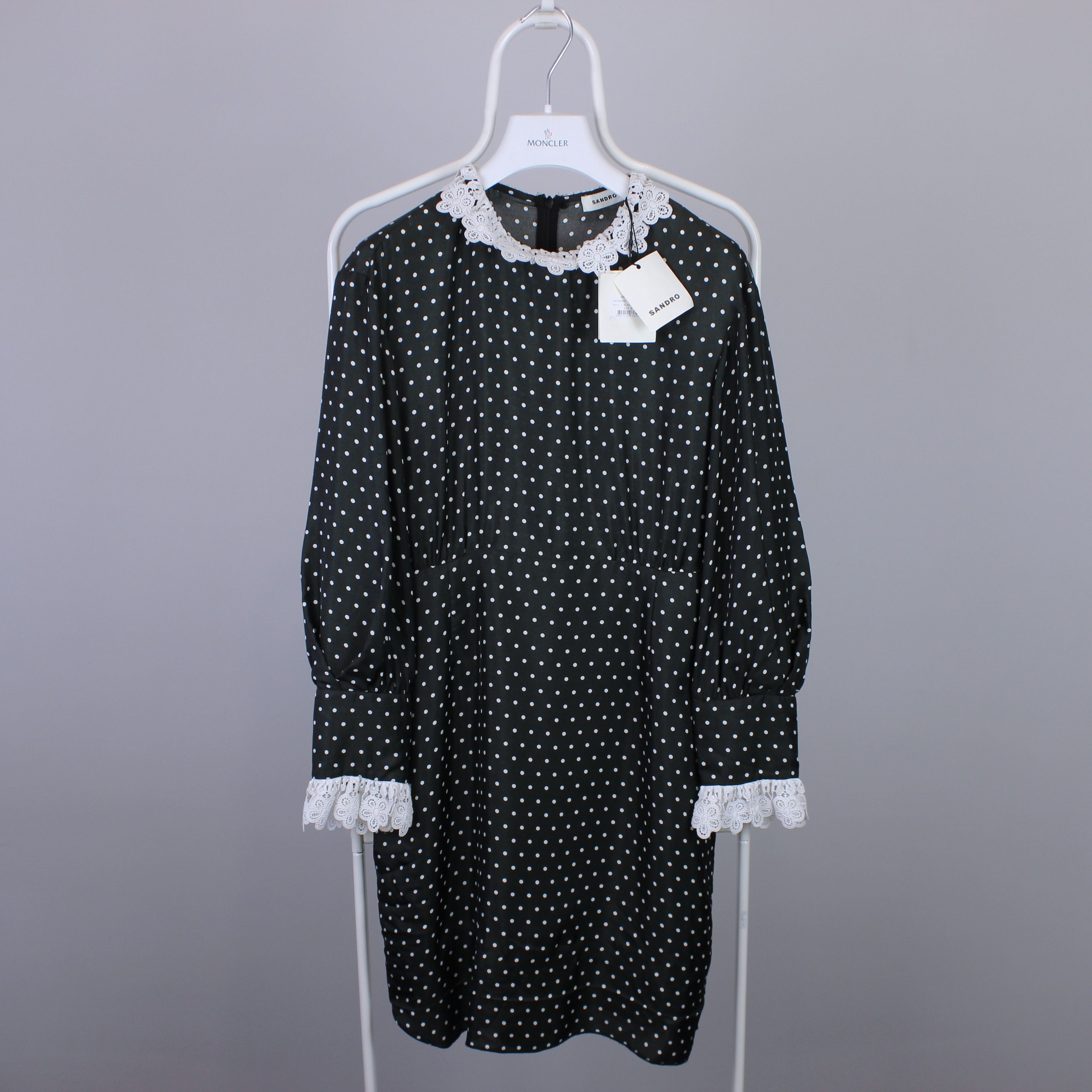 Sandro SANDRO Lace trim and polka-dot mini dress SIZE FR 36 Size XS / US 0-2 / IT 36-38 - 7 Thumbnail