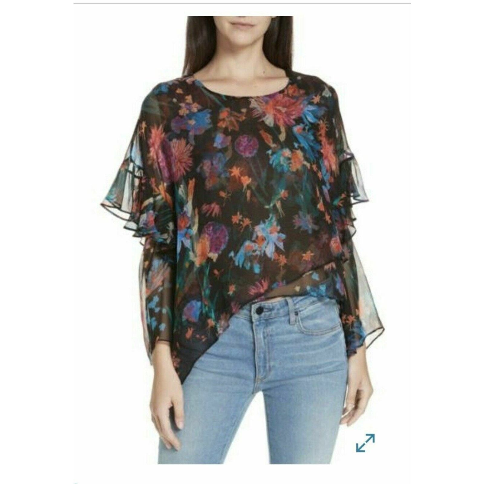 Iro IRO Floral Ruffled asymmetrical Tunic Blouse Top size 40 - 8 Size M / US 6-8 / IT 42-44 - 6 Thumbnail