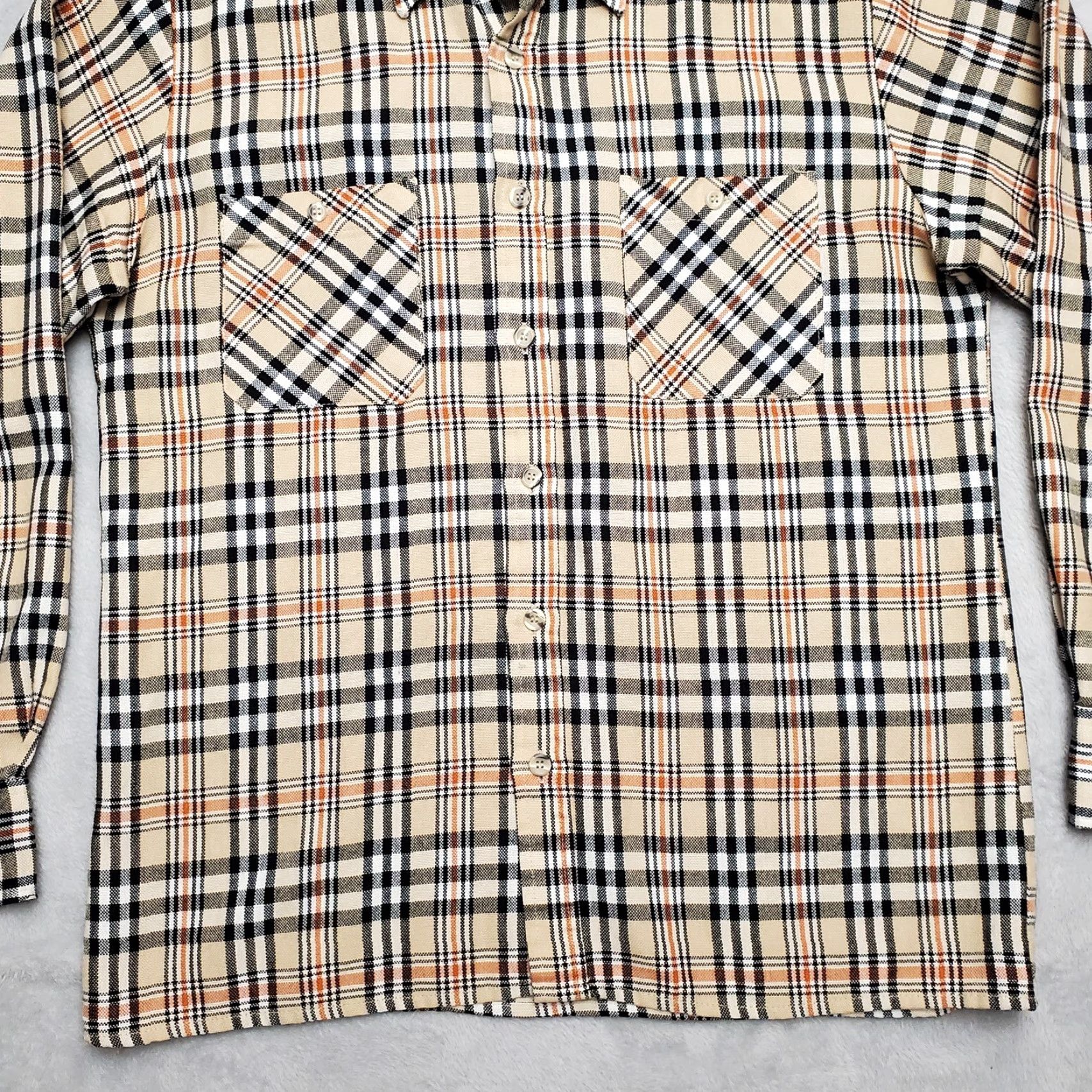 Blair VINTAGE John Blair Shirt Mens M Tan Plaid Flannel Button Long Sleeve Mens Size US M / EU 48-50 / 2 - 3 Thumbnail