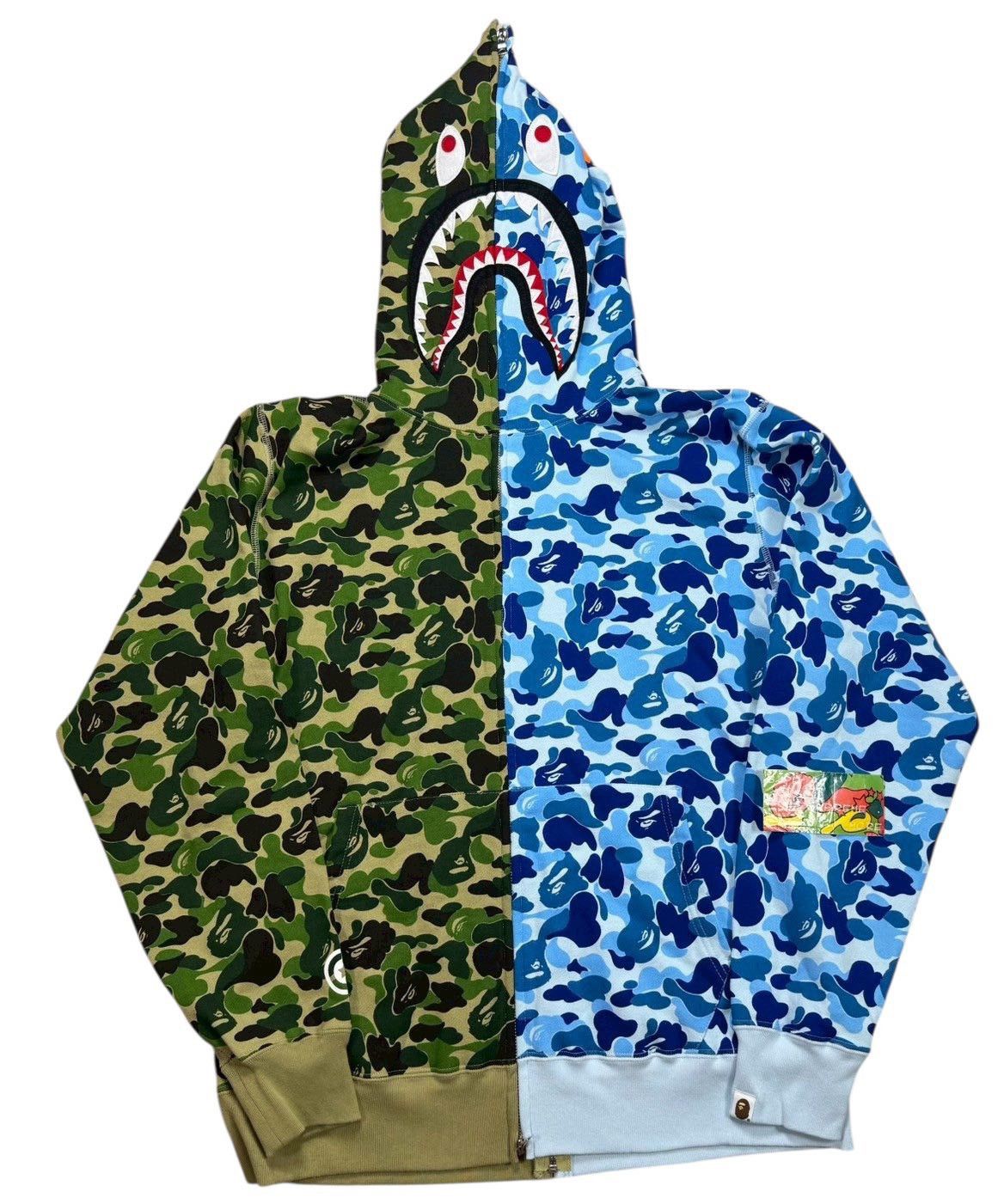 Bape BAPE Shark ALL Zip Hoodie green blue camo Size US XXL / EU 58 / 5 - 1 Thumbnail