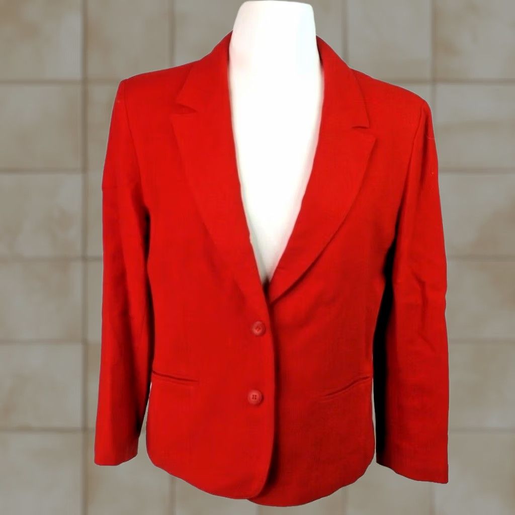 Pendleton Vintage Pendleton Blazer Sz L Red Wool VTG 70s Solid Work Career Suit Jacket Size L / US 10 / IT 46 - 1 Thumbnail