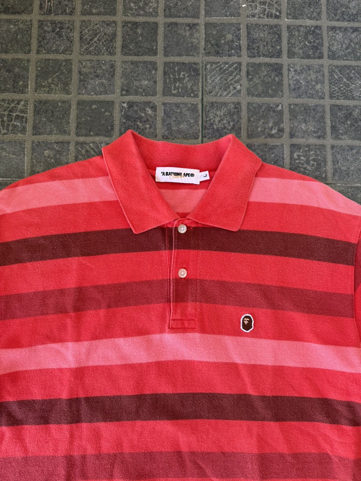 Bape A BATHING APE (BAPE) STRIPED POLO SHIRT Size US L / EU 52-54 / 3 - 2 Thumbnail