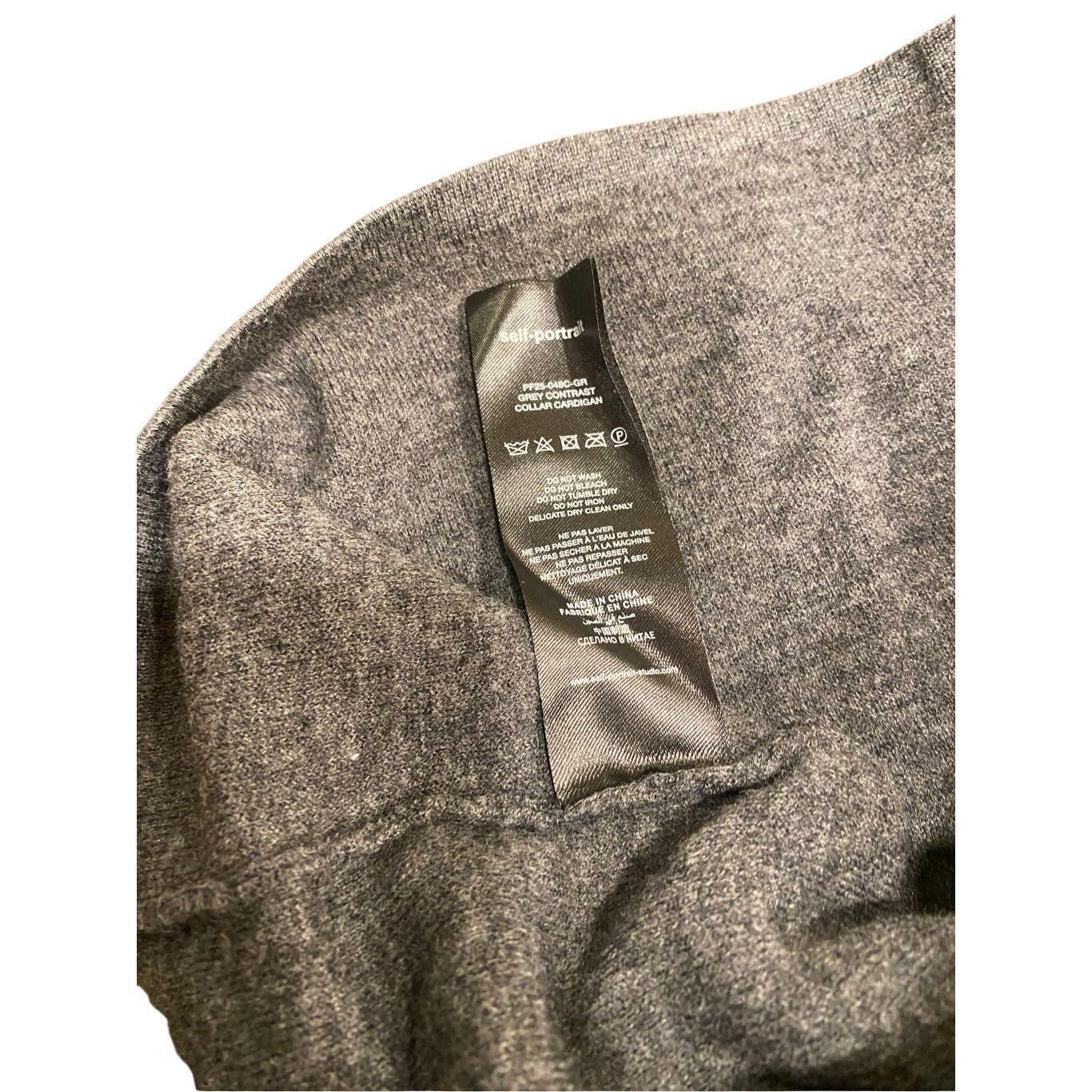 Self-Portrait SELF-PORTRAIT Contrast Collar Cardigan in Grey Size Small Size S / US 4 / IT 40 - 12 Thumbnail