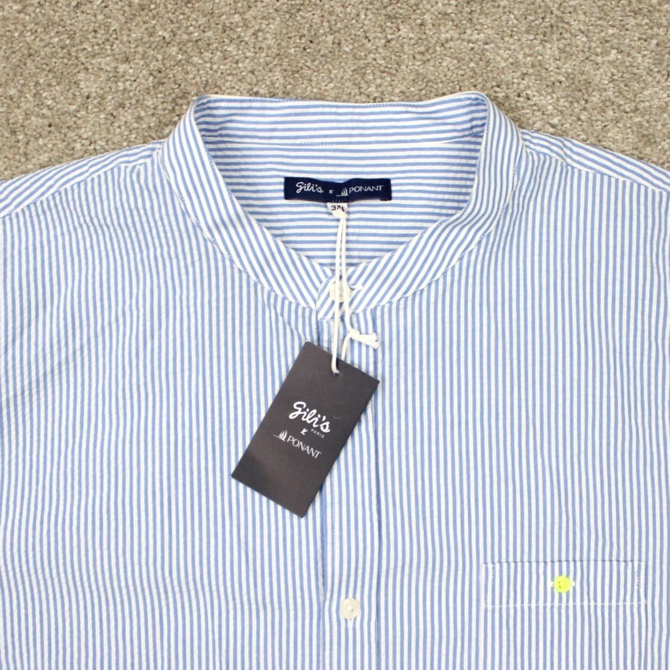 Vintage Gili's Paris Shirt Men 3XL Blue/White Seersucker Button-Up L/S Cotton NWT Vintage No N/A Size US XXL / EU 58 / 5 - 5 Thumbnail