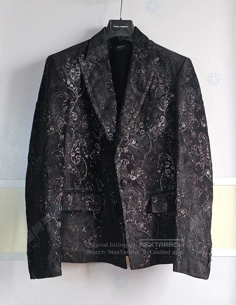 Amiri Amiri Black Cashew Flower Suit Jacket Size US L / EU 52-54 / 3 - 2 Thumbnail