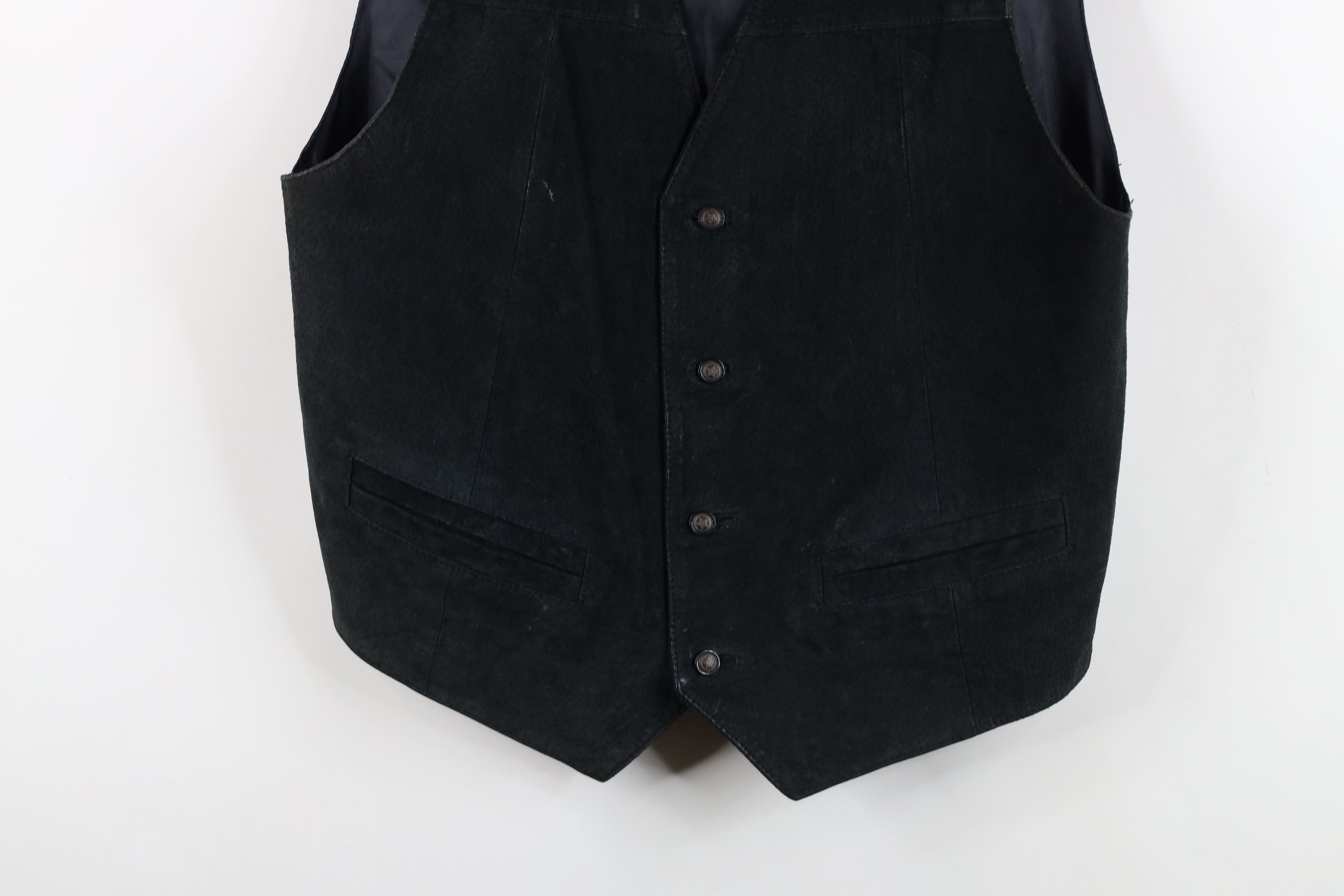 Vintage Vintage 90s Streetwear Suede Leather Vest Jacket Black Size US M / EU 48-50 / 2 - 3 Thumbnail
