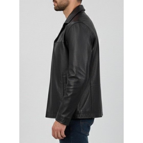 Perry Ellis VTG Perry Ellis Portfolio Mens Black Lambskin Leather Jacket Size US S / EU 44-46 / 1 - 5 Thumbnail