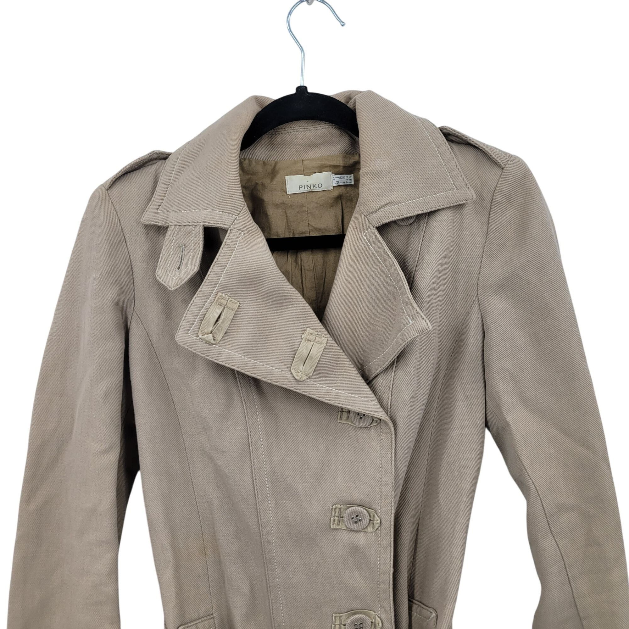 Pinko Pinko Womens Beige Belted Trench Coat Sz S Button Closure Hi Size S / US 4 / IT 40 - 4 Thumbnail