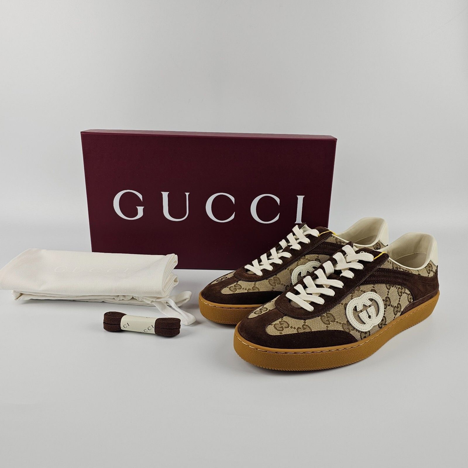 Gucci GUCCI Interlocking G75 $920 Men's Dark Brown Suede Sneakers Size US 7.5 / EU 40-41 - 2 Thumbnail