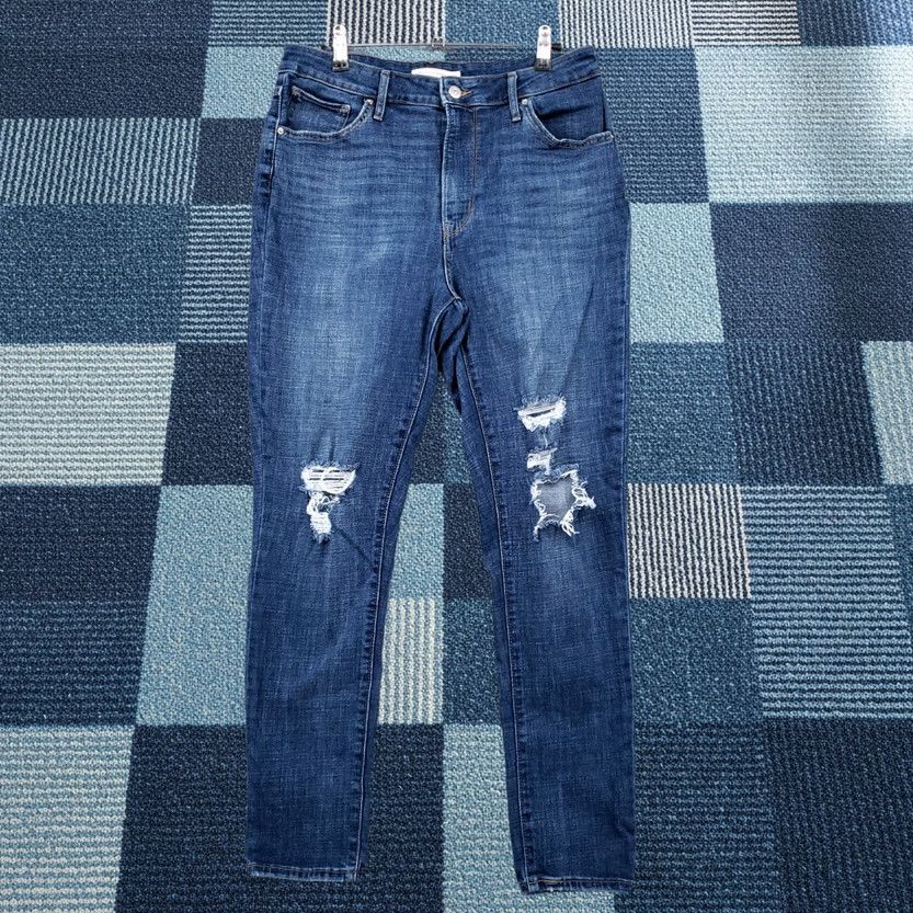 Levi's Levi's 721 Jeans Womens 32 Blue High Rise Skinny Distressed Denim Medium Wash Size 24" / US 00 / IT 34 - 1 Thumbnail