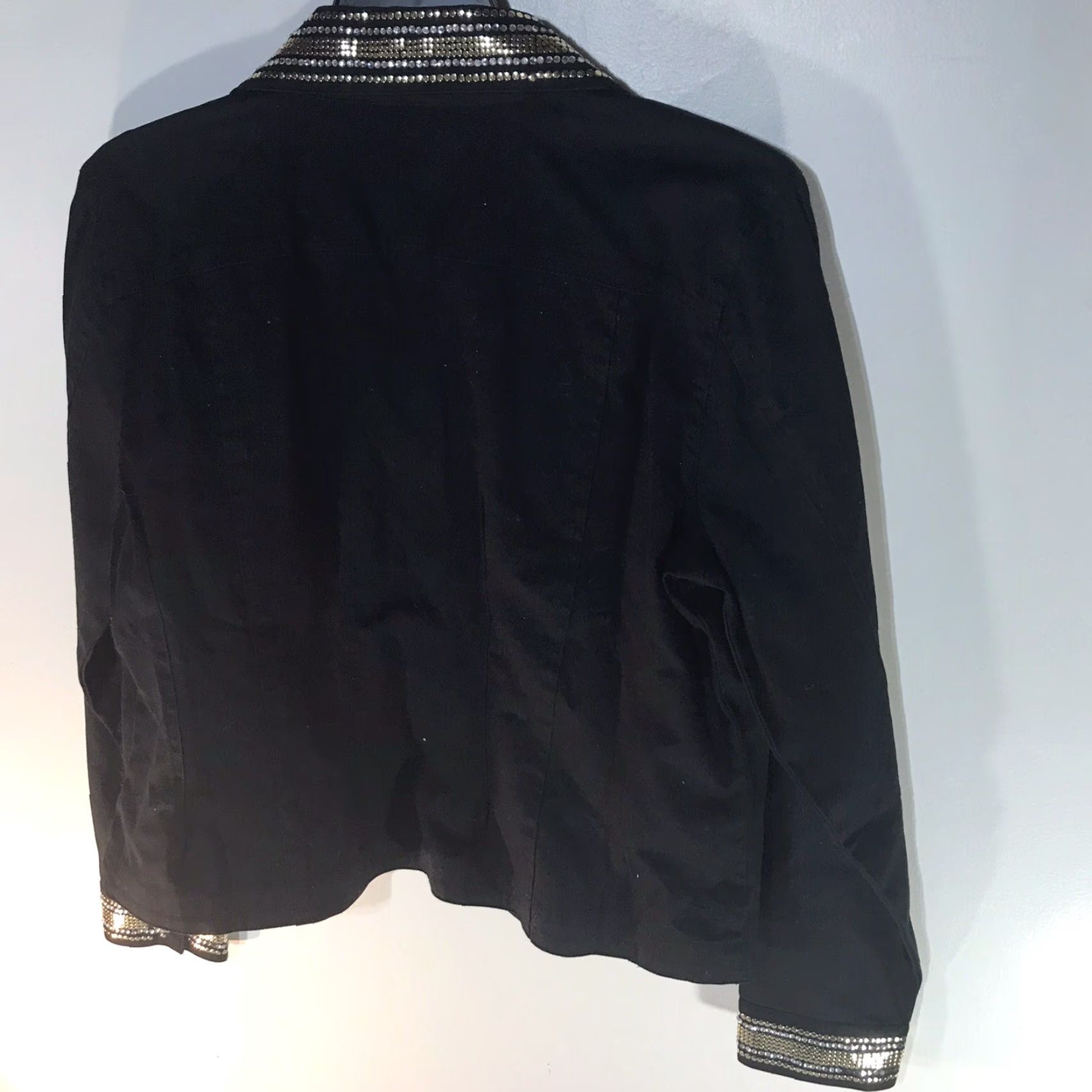 Denime Dont Mess With Texas Denim Jacket Womens XL Black Rhinestones Buttons Casual Distressed? (No, avoid confusion) Size XL / US 12-14 / IT 48-50 - 4 Thumbnail