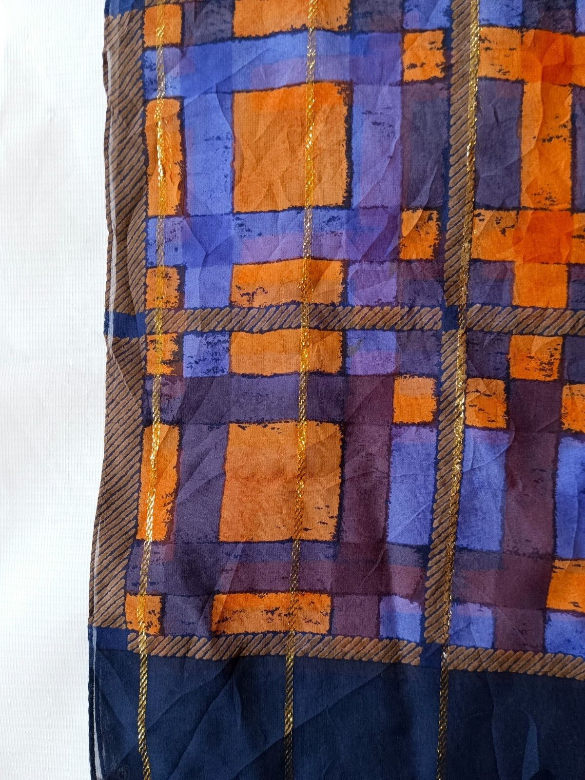 Givenchy GIVENCHY PARIS Monogram Geometric Plaid Orange Silk Scarf Size ONE SIZE - 4 Thumbnail