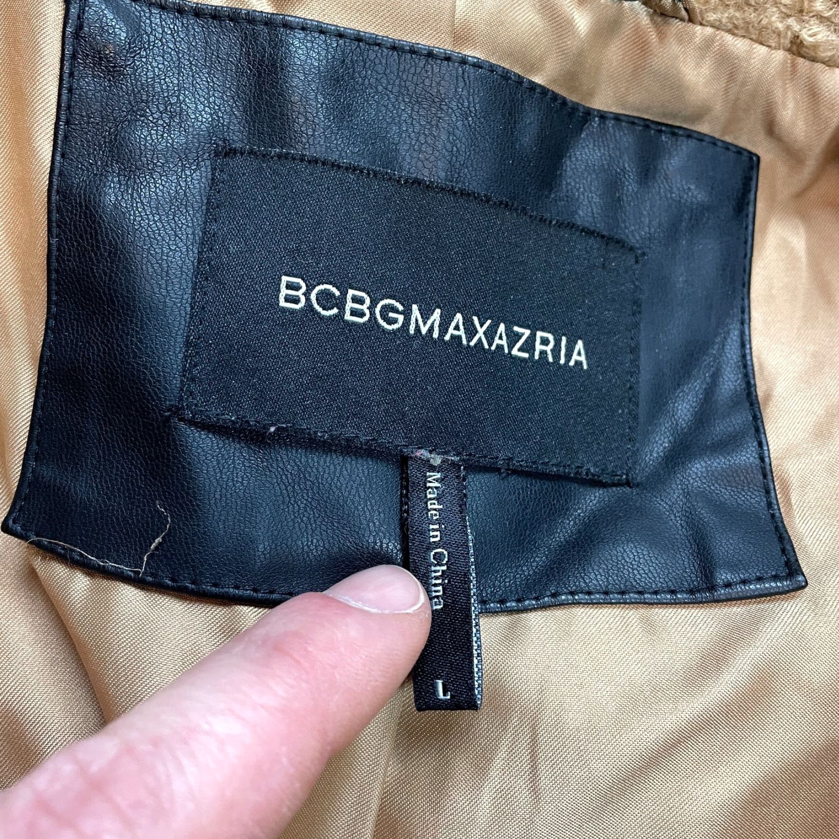 Bcbgmaxazria BCBGMAXAZRIA Overcoat Womens L Camel Brown Button Up Pockets Textured Jacket Size L / US 10 / IT 46 - 7 Thumbnail