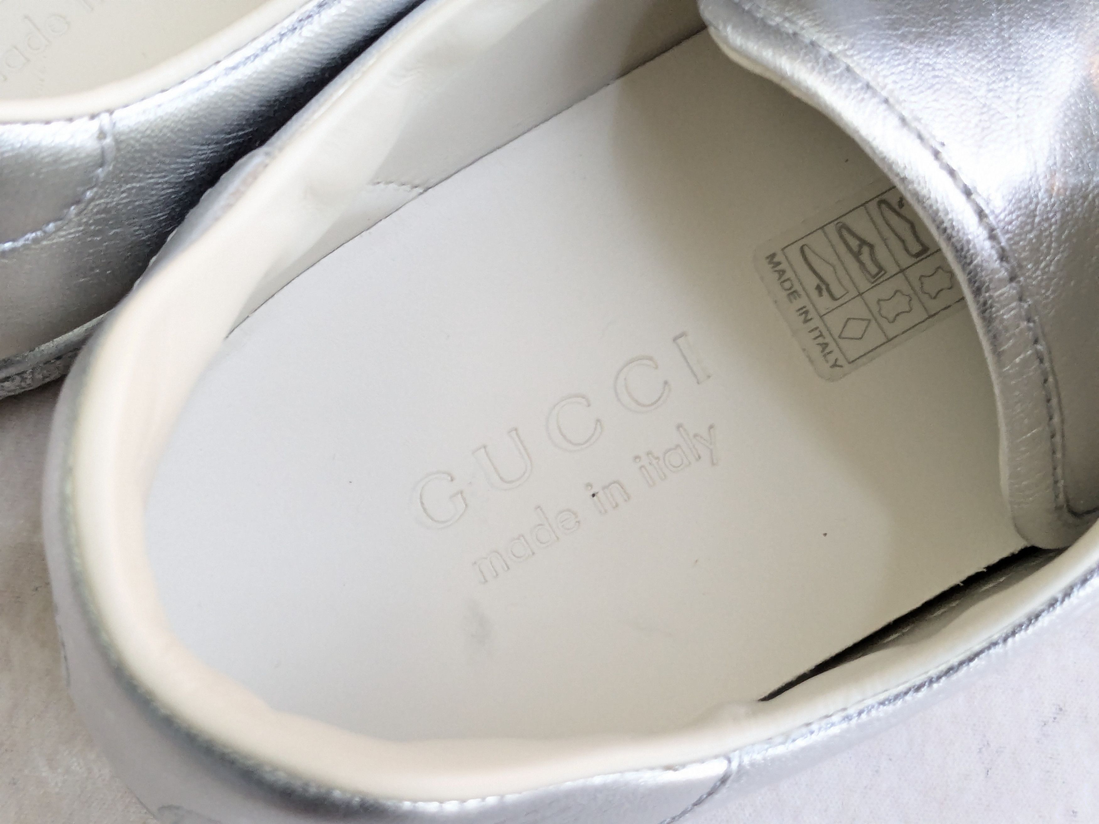 Gucci Gucci Ace Sneakers 8.5 Silver Leather Low Logo Size US 8.5 / EU 41-42 - 10 Thumbnail