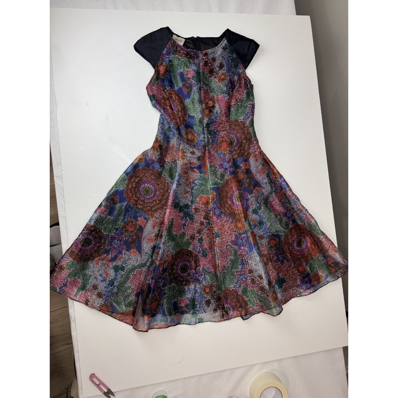 Armani Collezioni NWT $1195 Armani Collezioni Fit & Flare Dress Colorful US 2 Size XS / US 0-2 / IT 36-38 - 2 Thumbnail