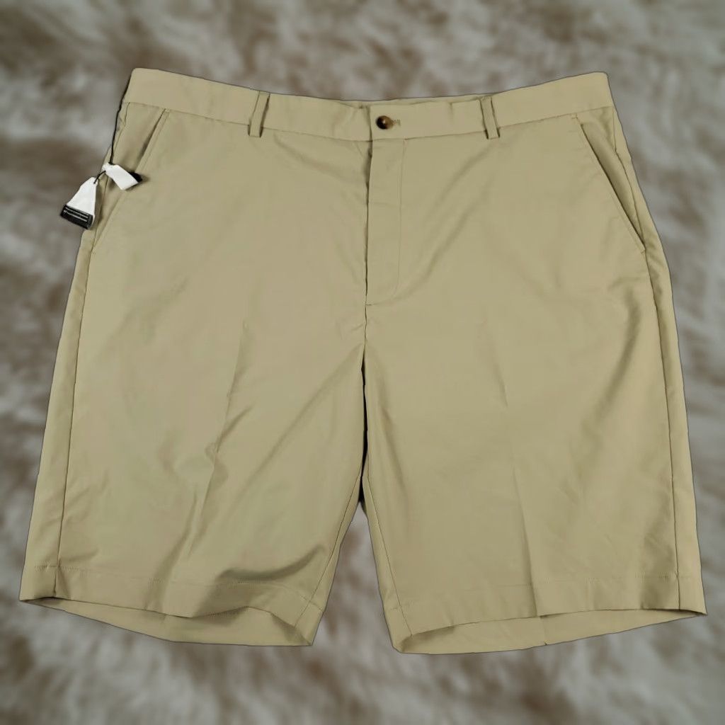 Vintage Greg Norman Mens Shorts 42 Beige Flat Front Chino Polyester Casual Business Travel Sports Beig e Size US 42 / EU 58 - 1 Thumbnail